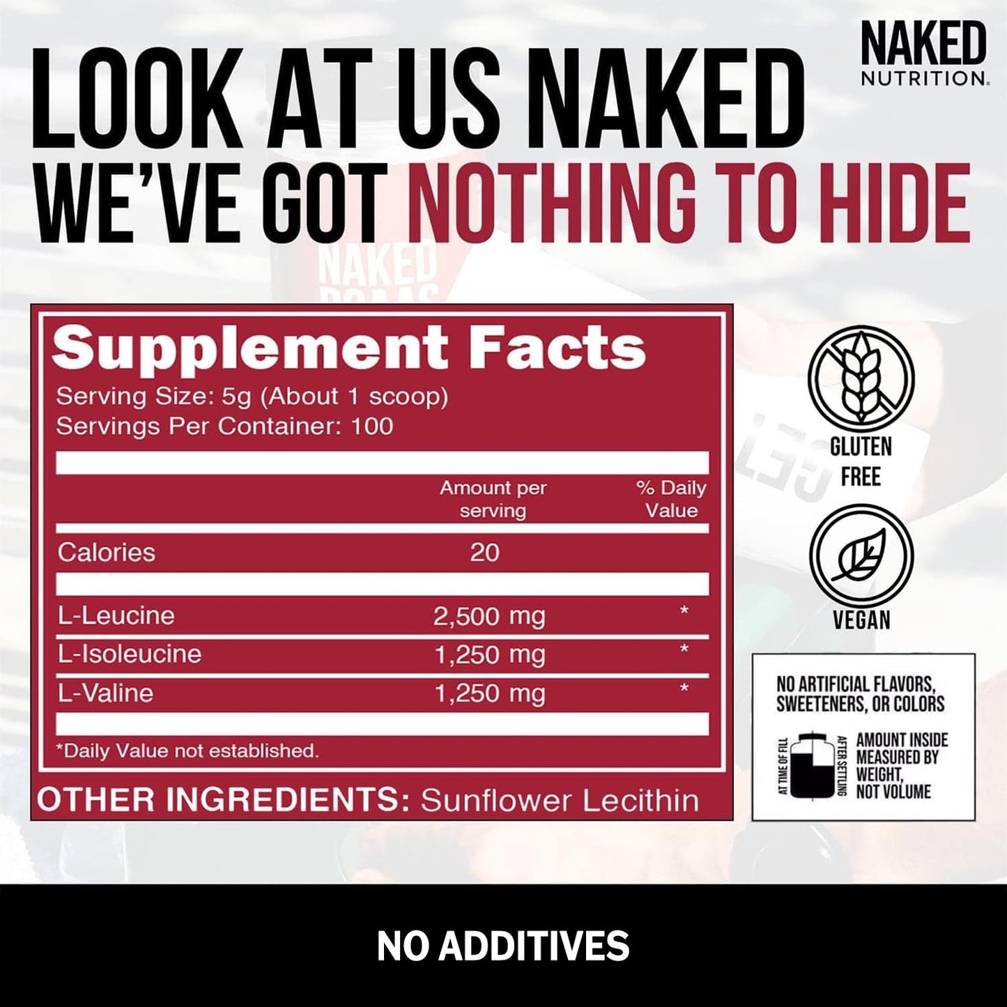 NAKED Vegan Energy and Performance Bundle Unflavored BCAAs Amino Acids Powder, 2-Pack