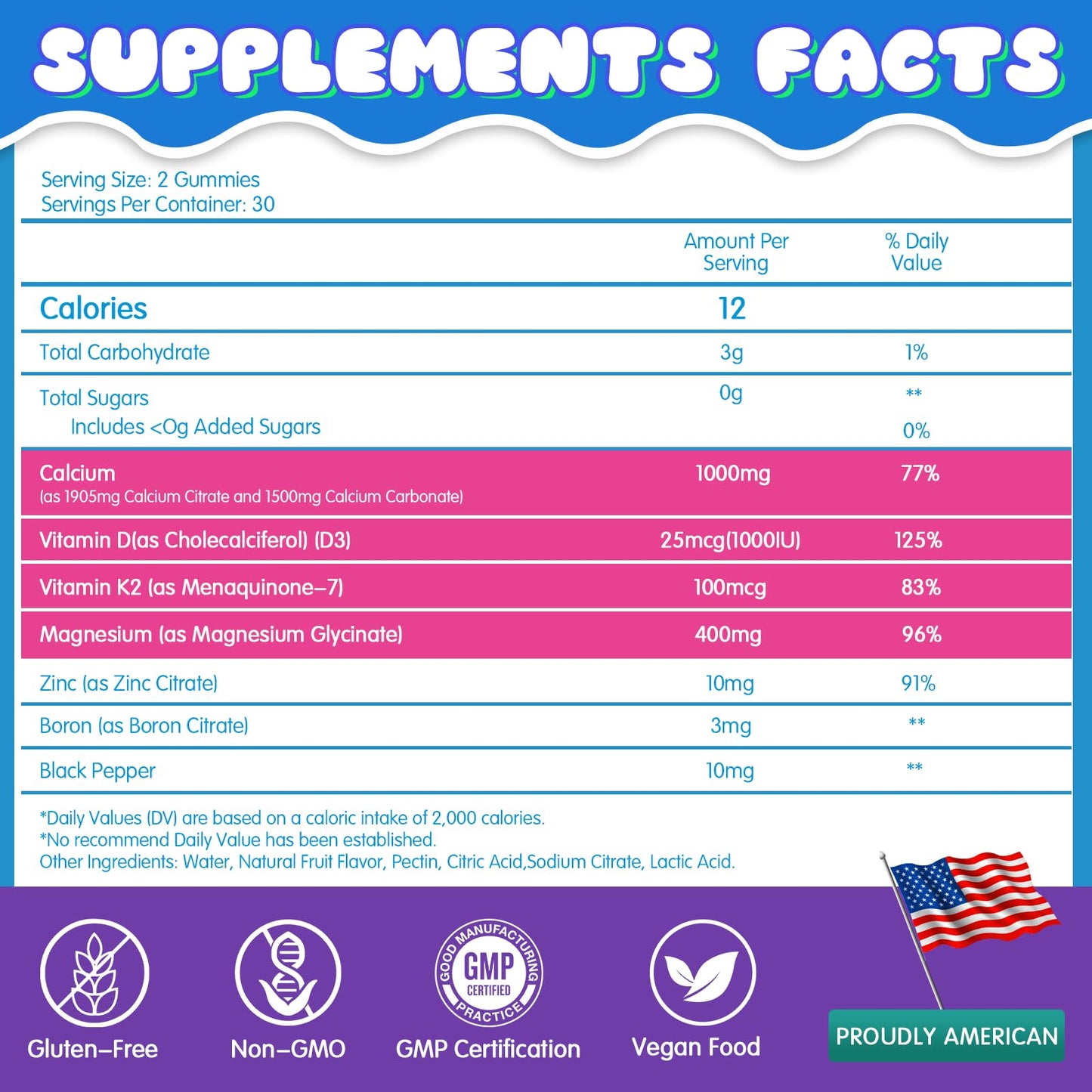 IIEltruiom Liposomal Calcium Citrate Gummies, 1000mg Calcium with Vitamin D3 & K2, for Kids & Teens, Sugar Free, 60 Gummies