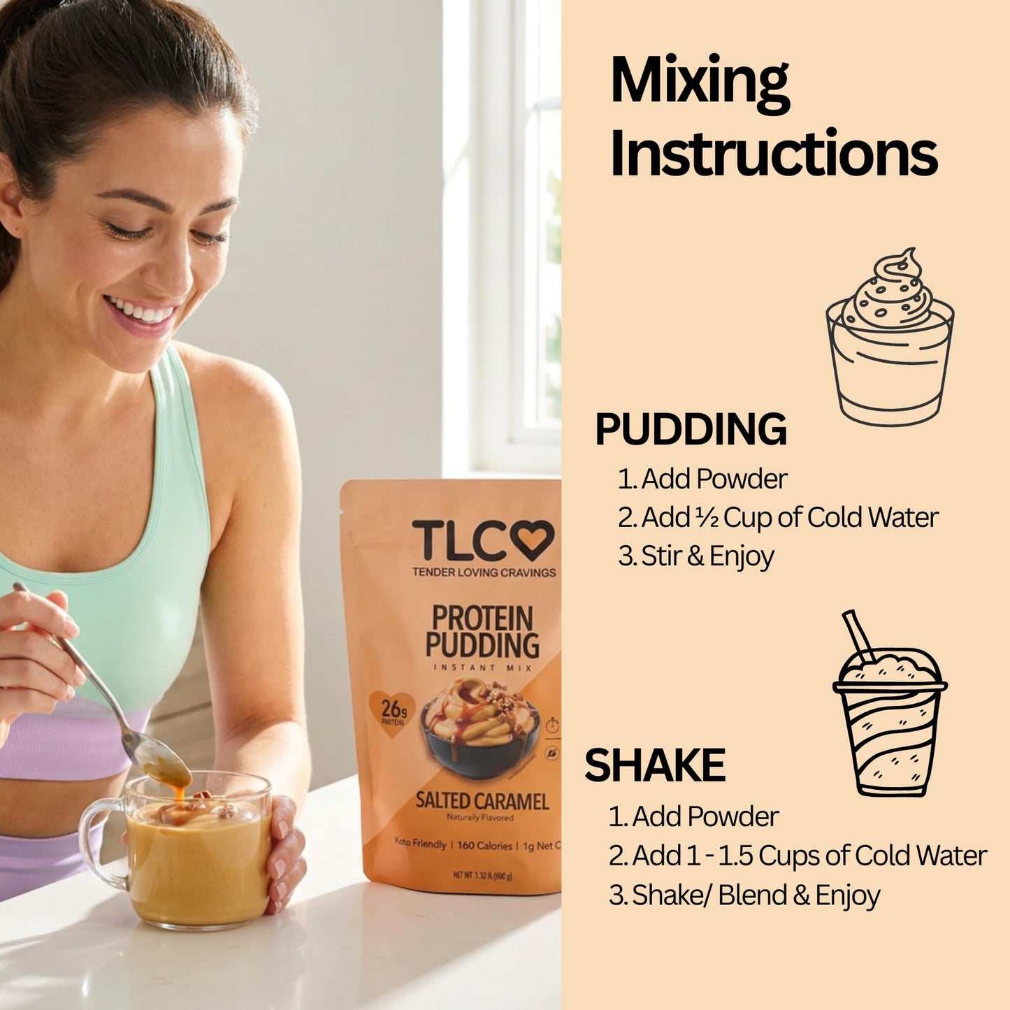TLC Protein Pudding Instant Mix Salted Caramel Powder, 21.12