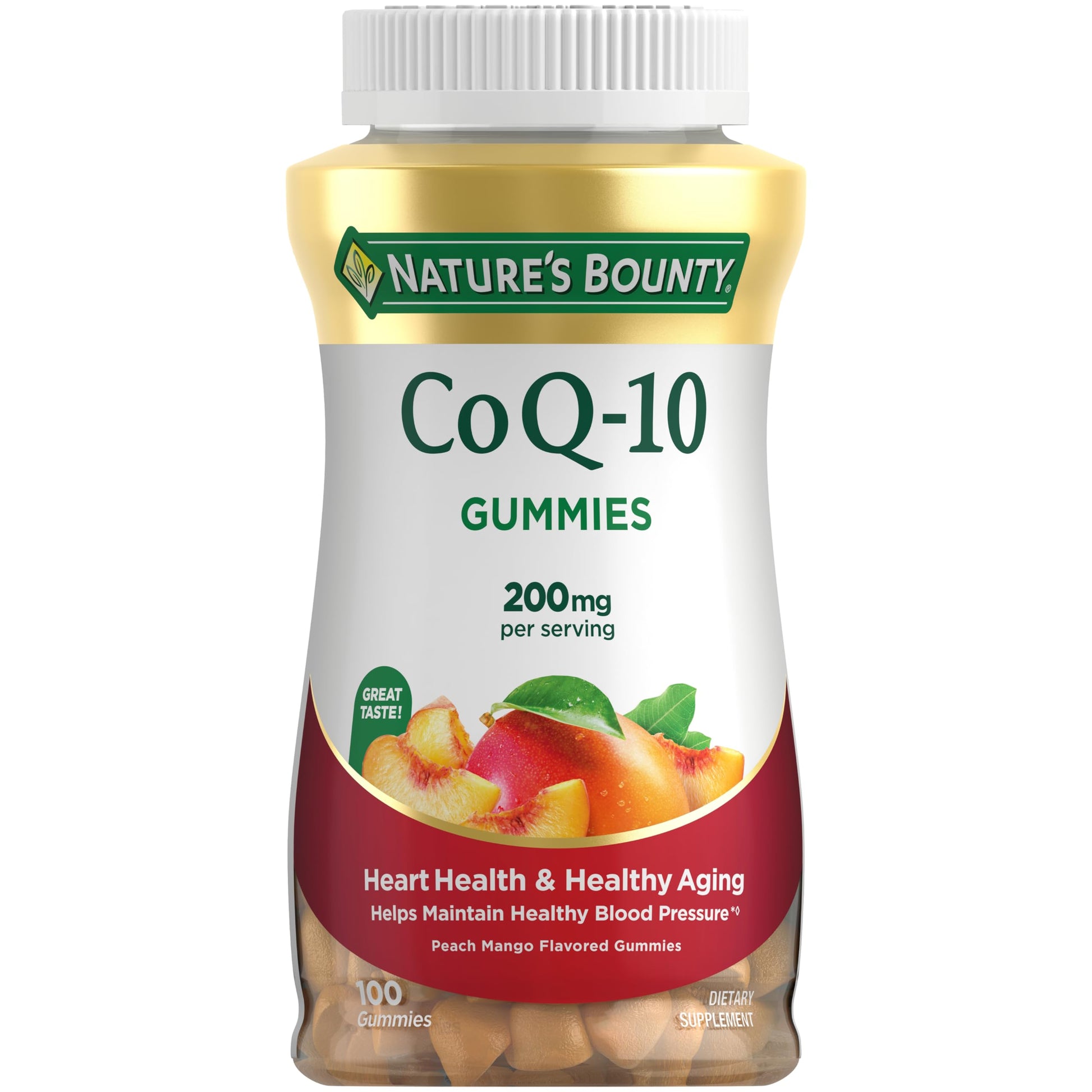 Nature's Bounty CoQ10 Gummies, 200mg, Peach Mango Flavor, 100 Count