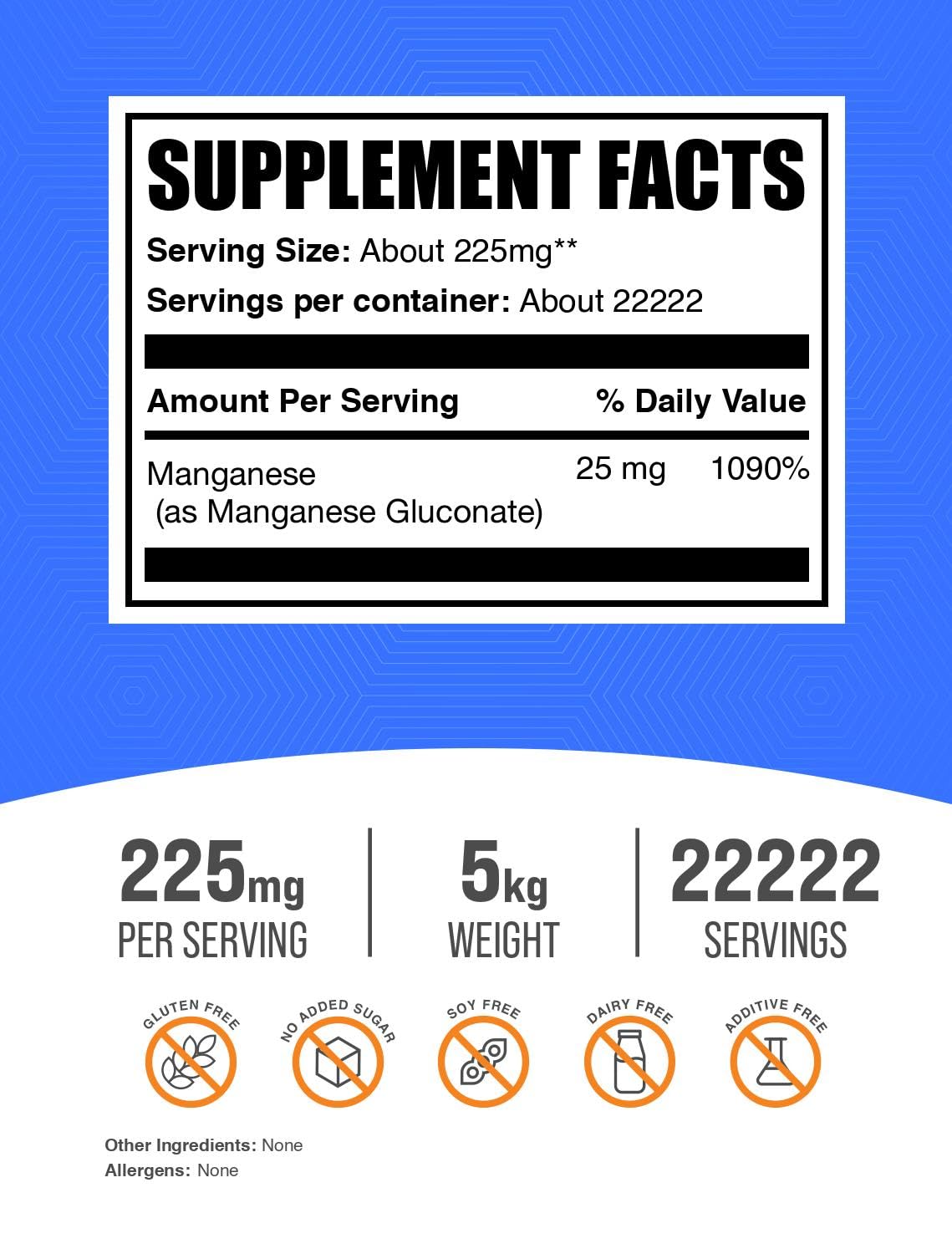 BulkSupplements Manganese Gluconate Powder 176.19