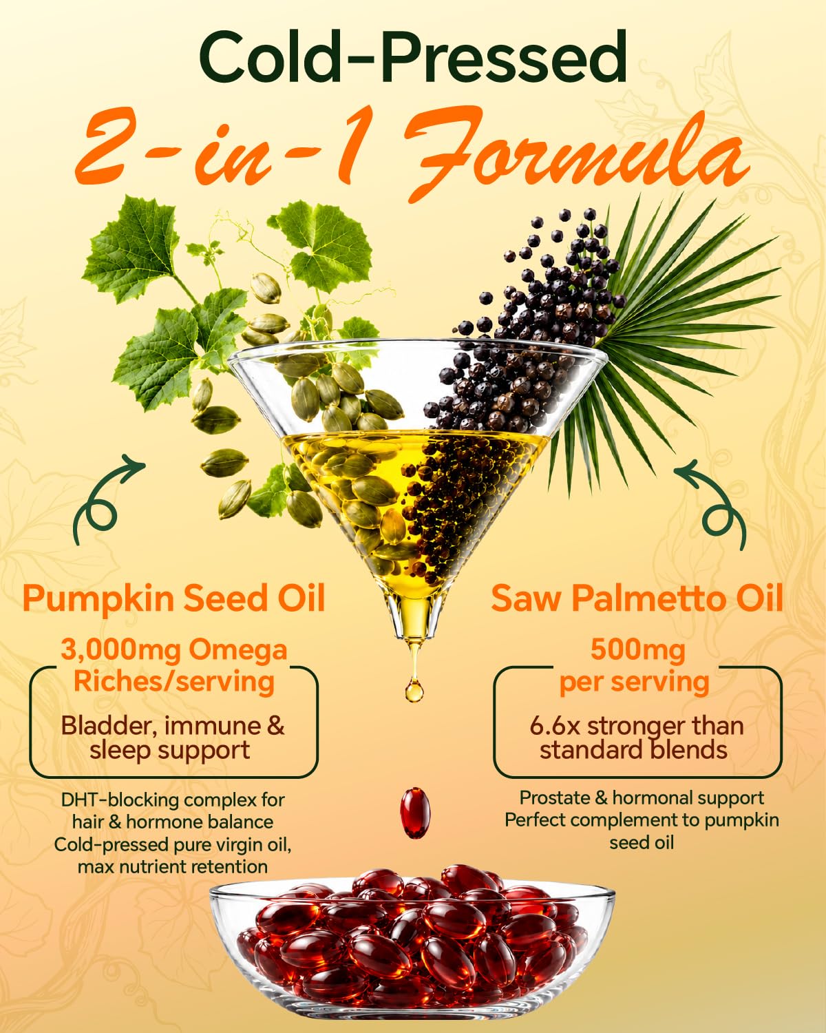 Everly Pumpkin Seed Oil with Saw Palmetto Softgels, 180 Count