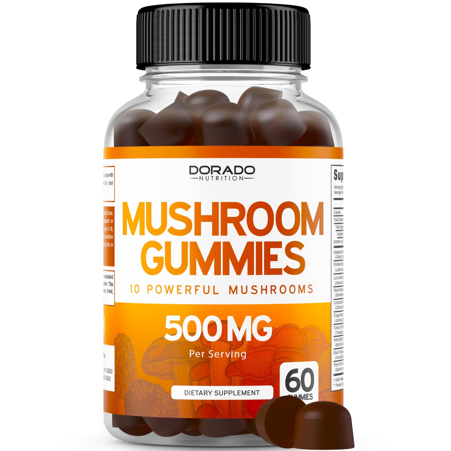 DORADO NUTRITION Mushroom Gummies 10 in 1 Blend, 60 Count
