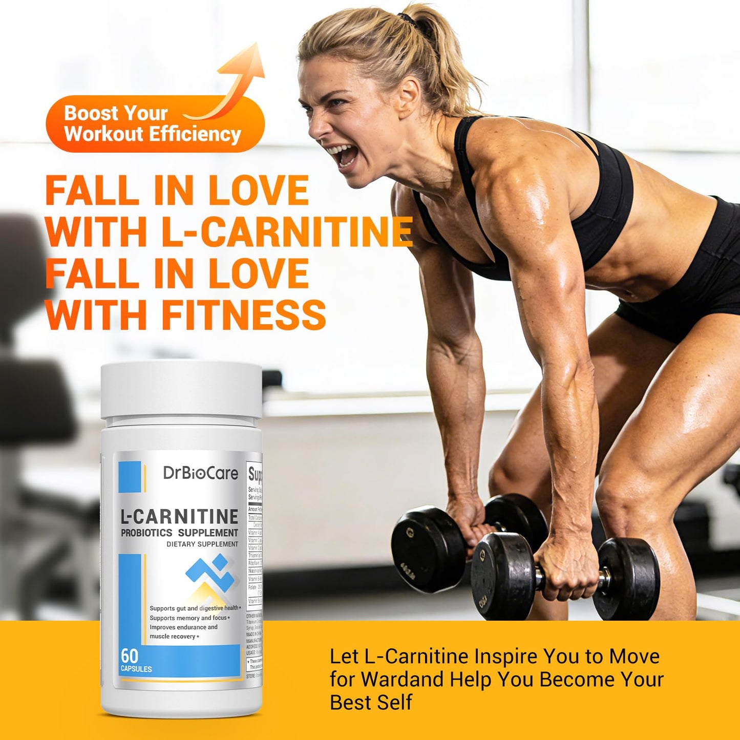 DrBioCare L-Carnitine Probiotics Supplement Capsule, 120 Capsules