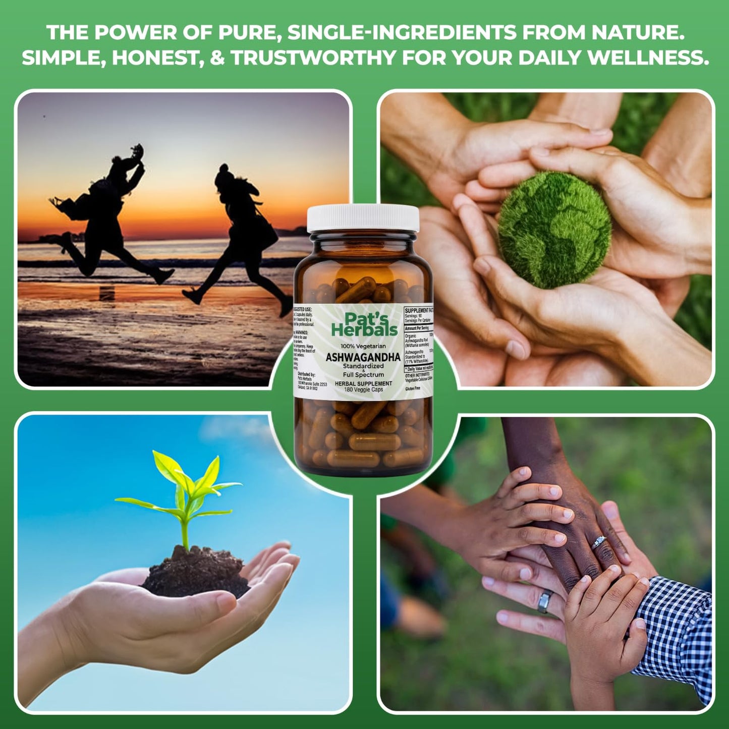 Pat's Herbals Ashwagandha 180 Count Capsules