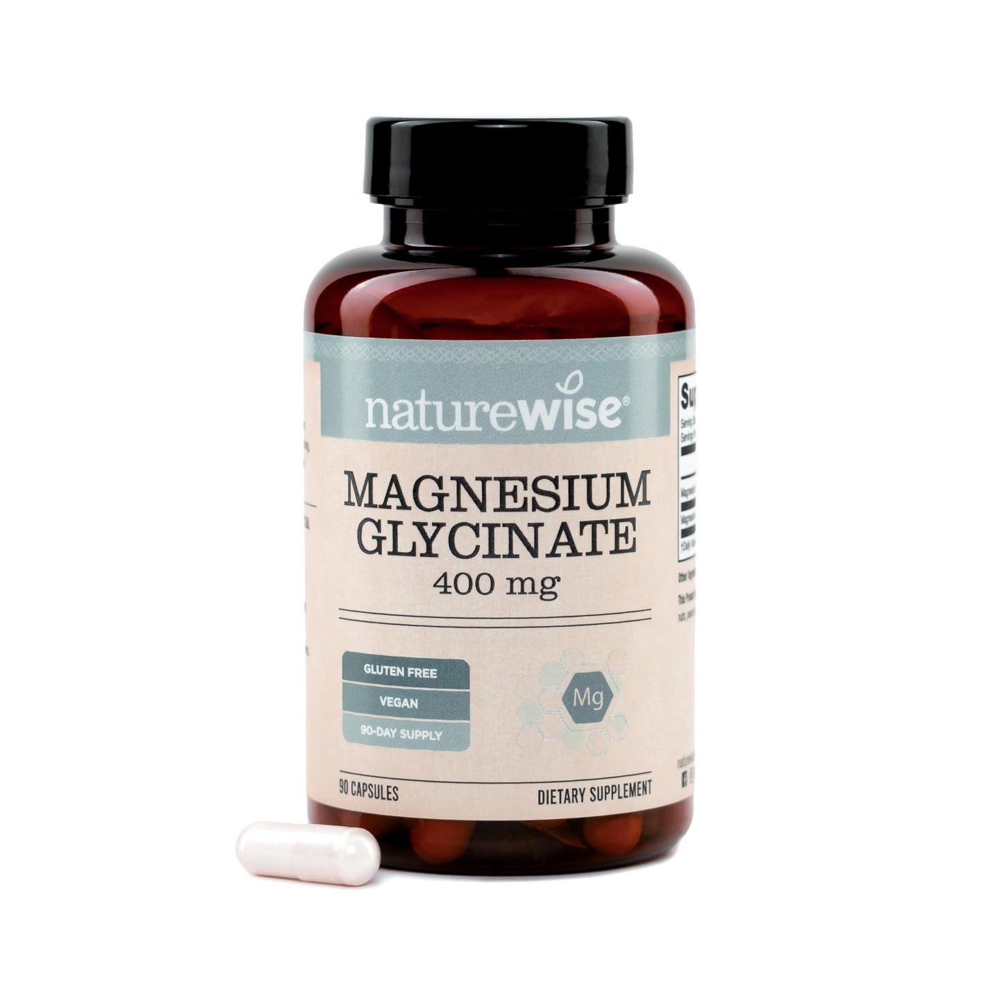 NatureWise Magnesium Glycinate 400 mg Capsules, 90 Capsules