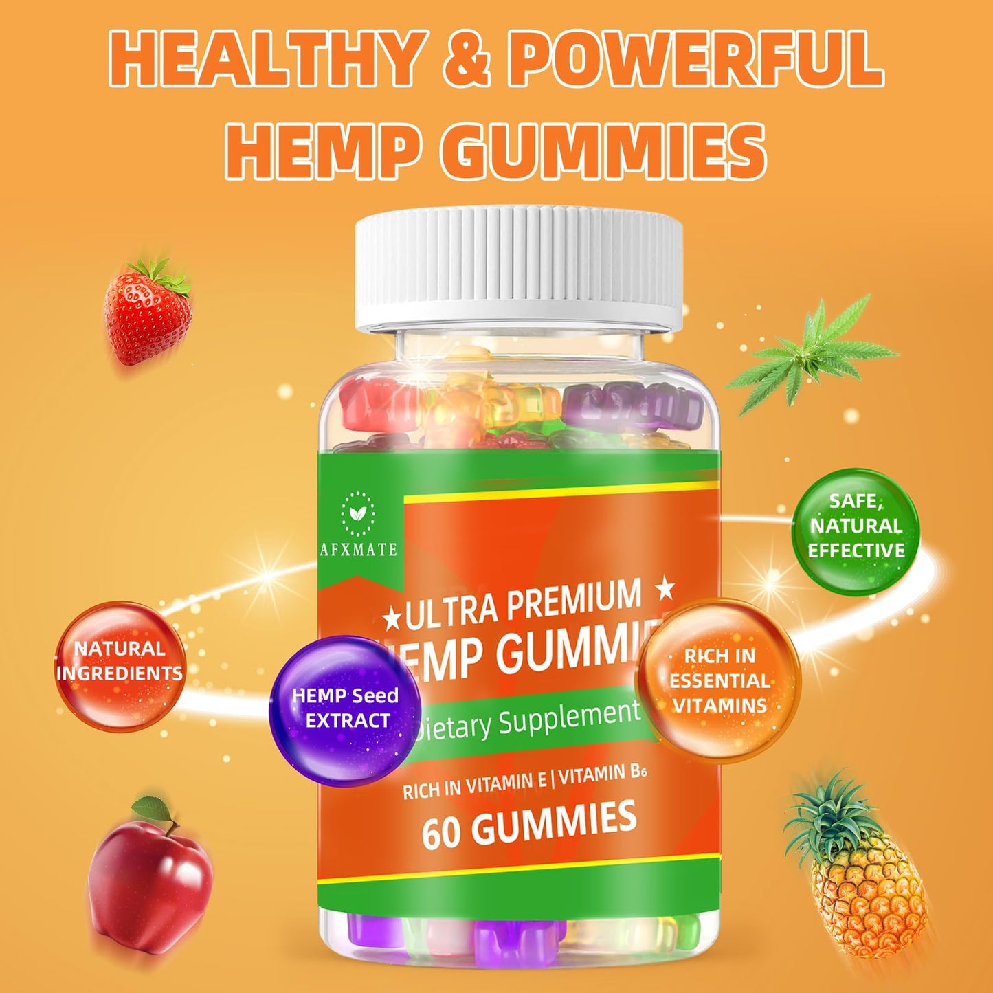 AFXMATE Hemp Seed Extract Gummies Gummy 120 Gummies