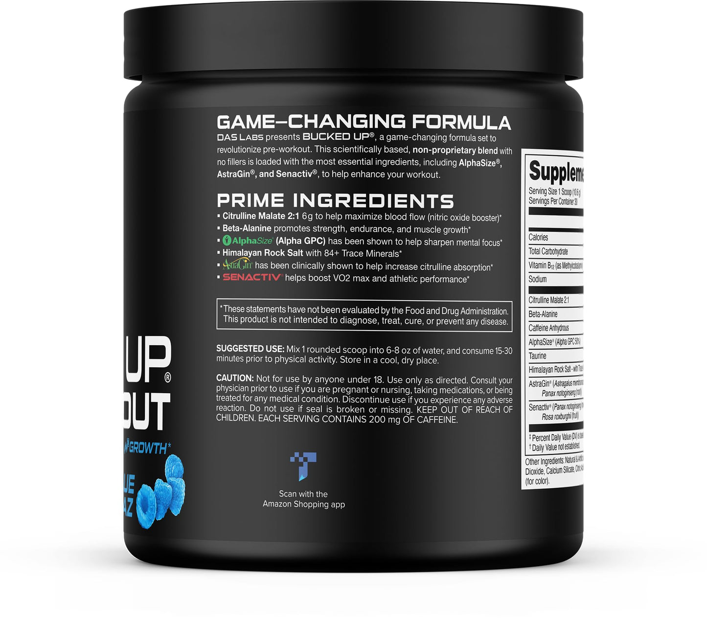 Bucked Up Pre Workout Blue Raz Powder 10.99 Ounce