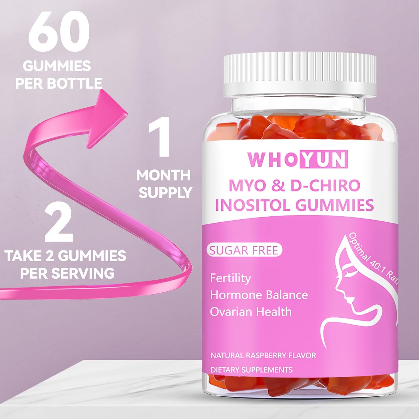 Whoyun Inositol Gummies 60 Count