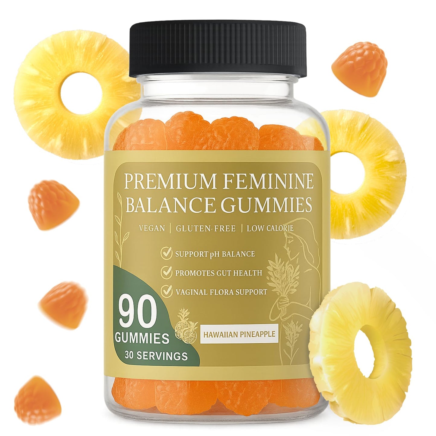 MATOP Feminine Balance Gummies for Women – Vaginal Probiotic Pineapple – 90 Gummies