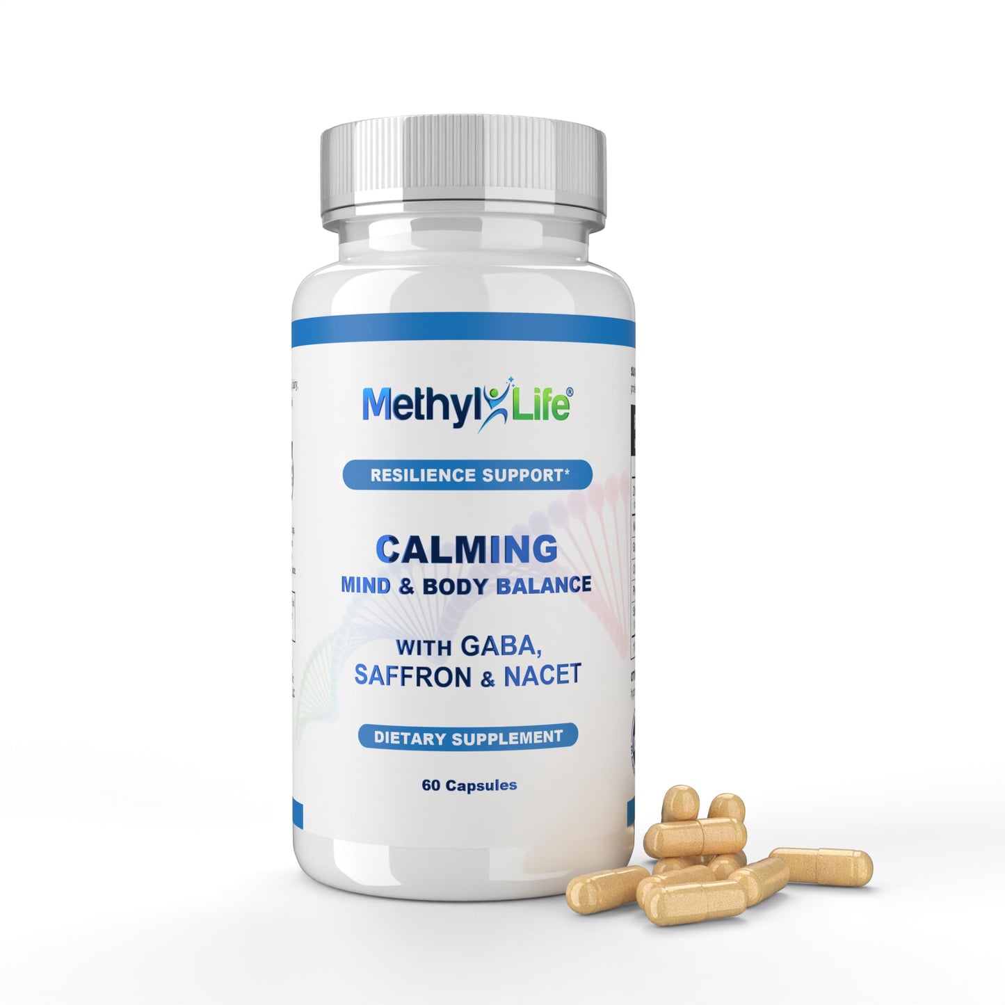 Methyl-Life Calming Supplement with GABA & Saffron Capsules, 60 Count