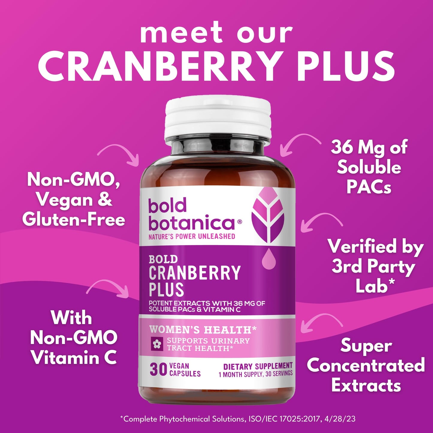 Bold Botanica Cranberry Plus Extract Capsules 30