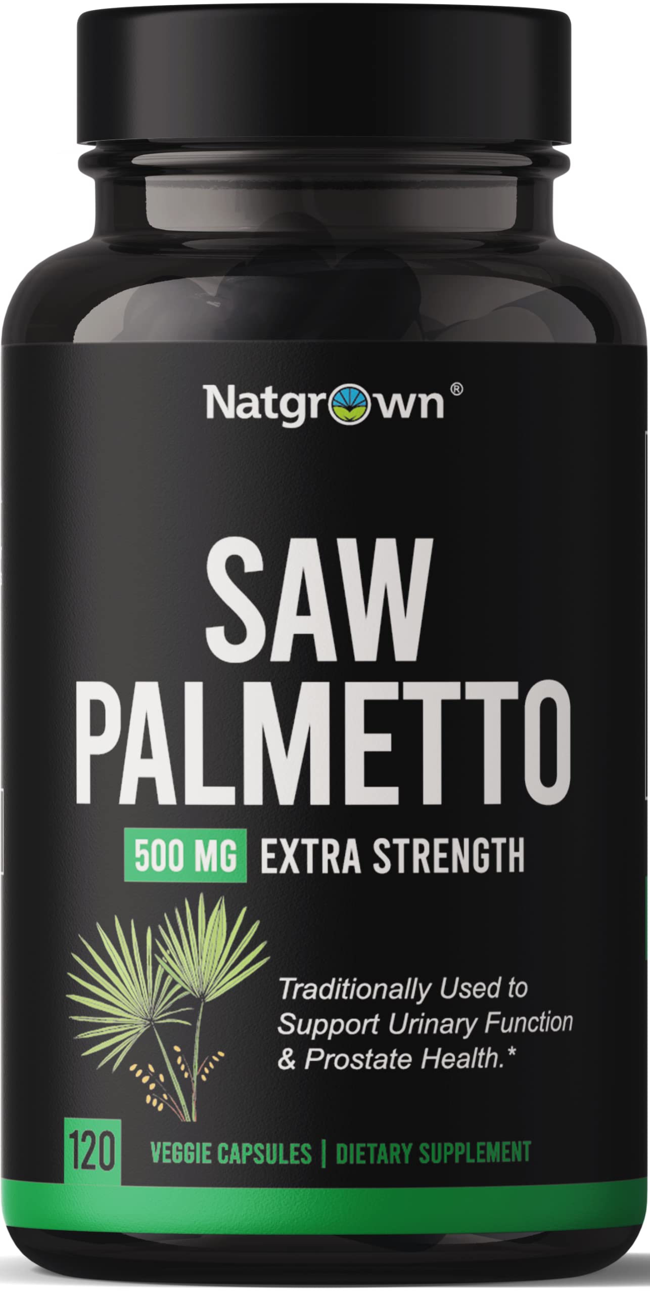Natgrown Saw Palmetto for Men 500 mg Prostate Health & DHT Blocker Capsule, 120 Count
