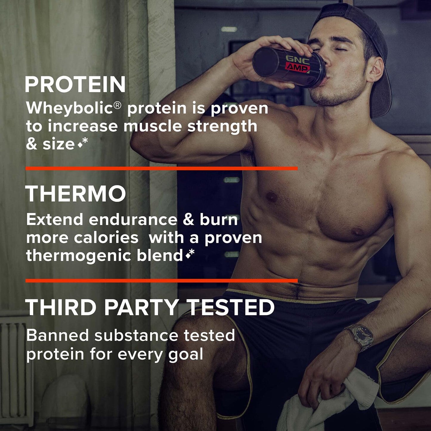 GNC AMP Wheybolic Ripped Protein Powder & Thermogenic Supplement, 9 Servings