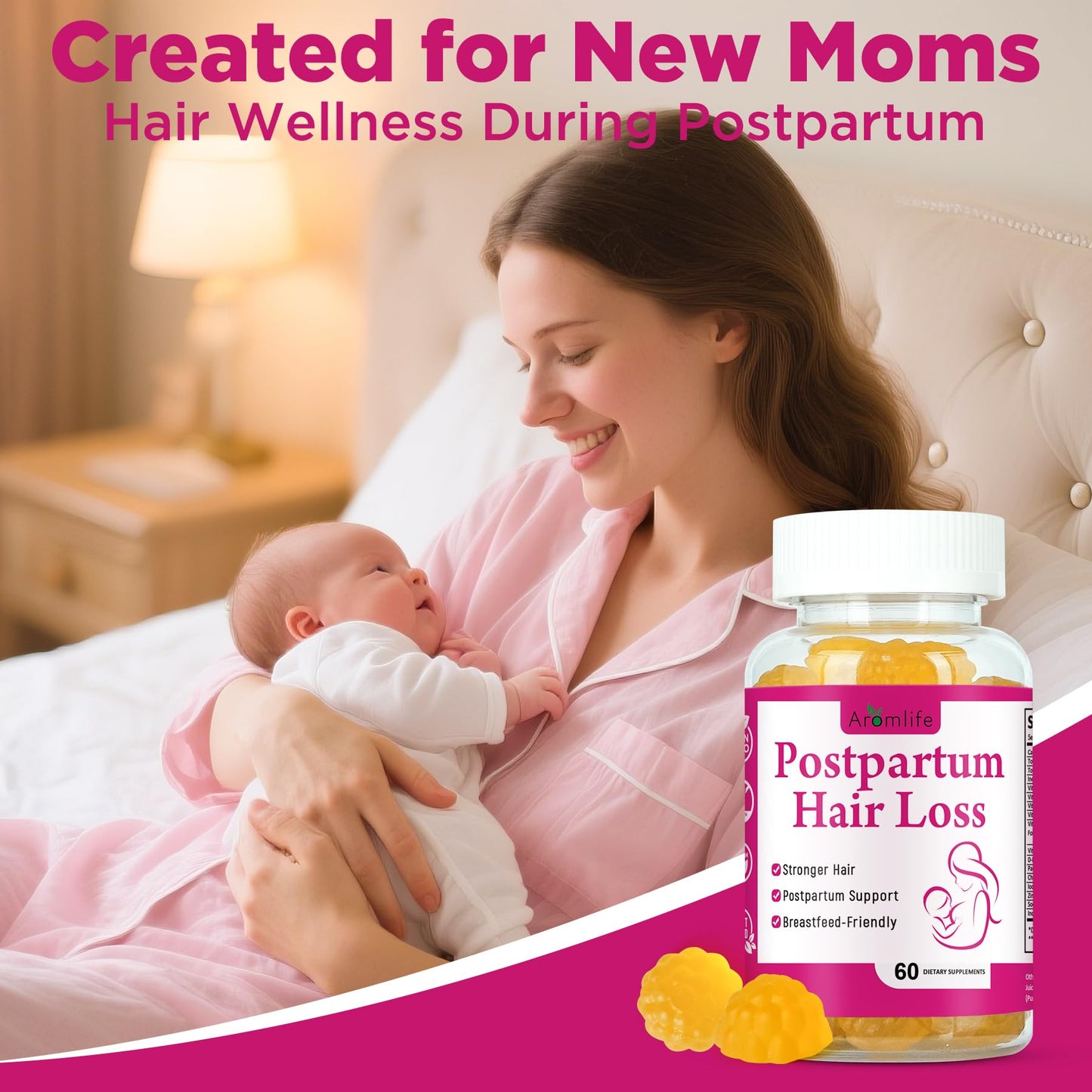 Aromlife Postpartum Hair Loss Gummies for Women 60 Count