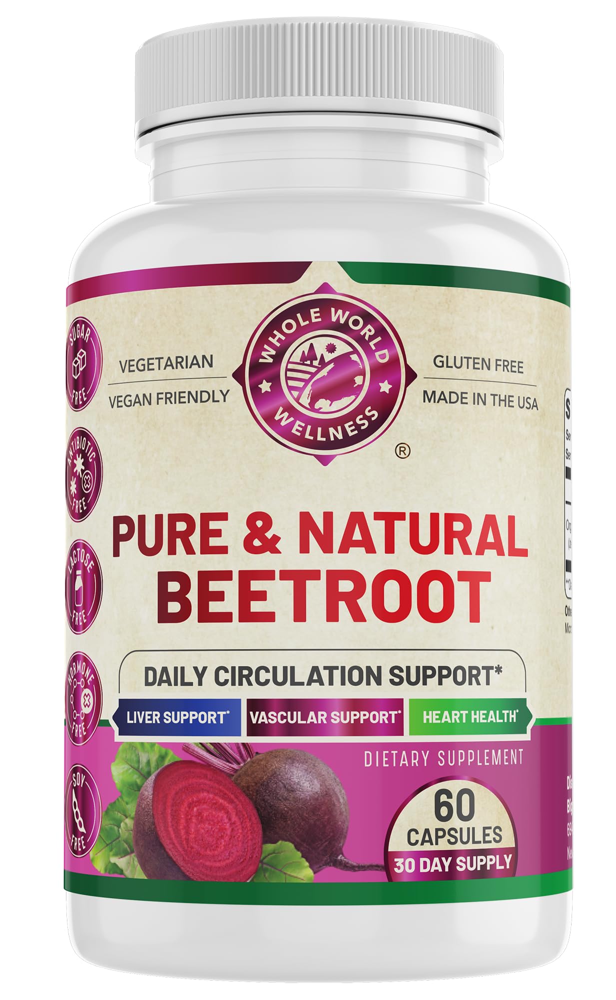 WHOLE WORLD WELLNESS Organic Beetroot Plus Capsule 60 Capsules