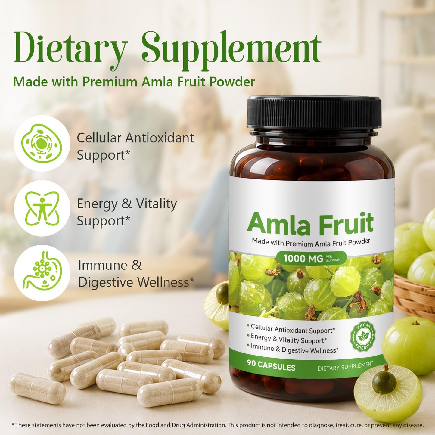 SHMEDIYU Amla Fruit Supplement 1000mg Capsule 90 Count