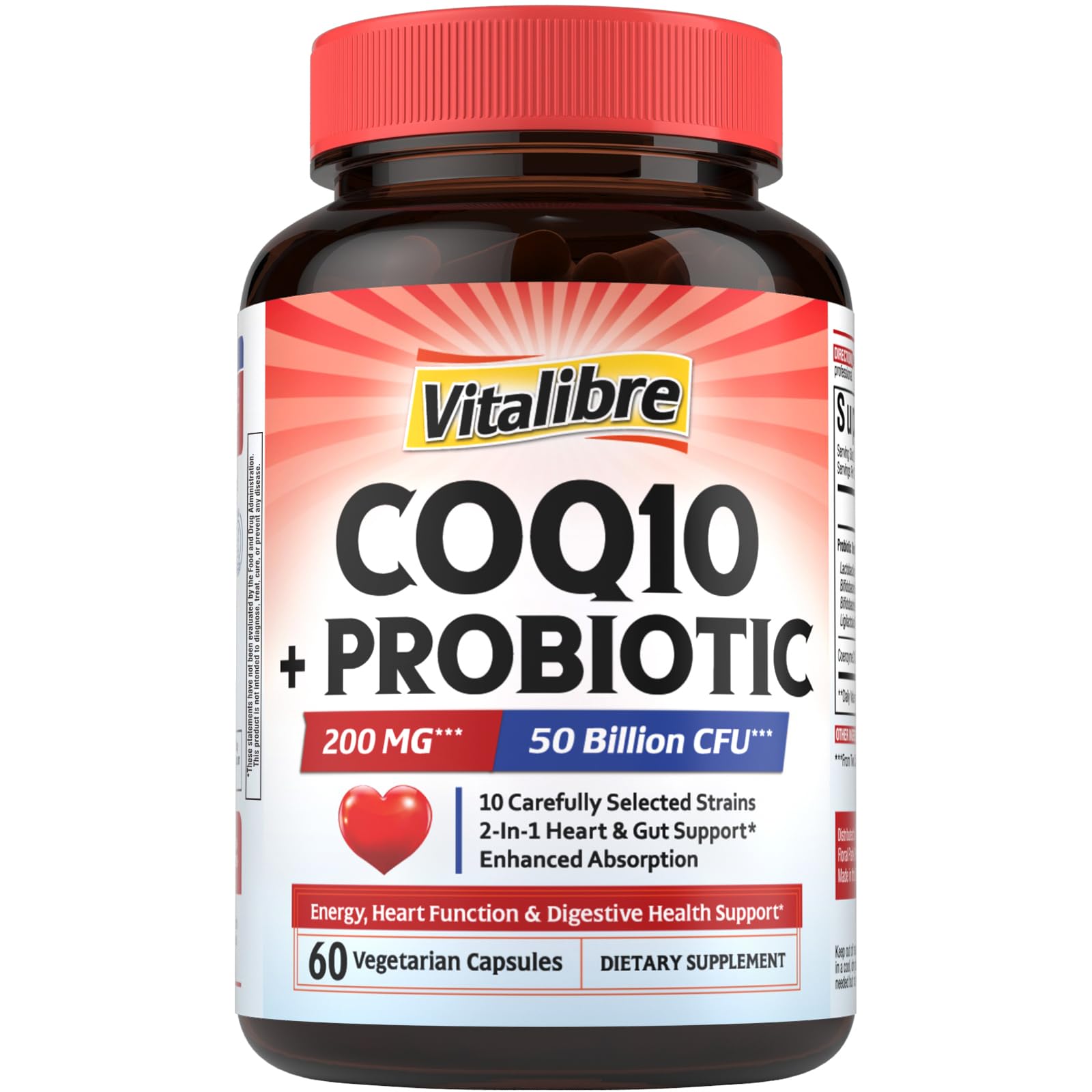 Vitalibre CoQ10 200 mg with Probiotics Capsule, 60 Count