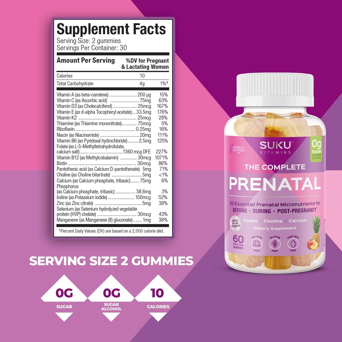 SUKU Prenatal Multivitamin Gummies 60 Count
