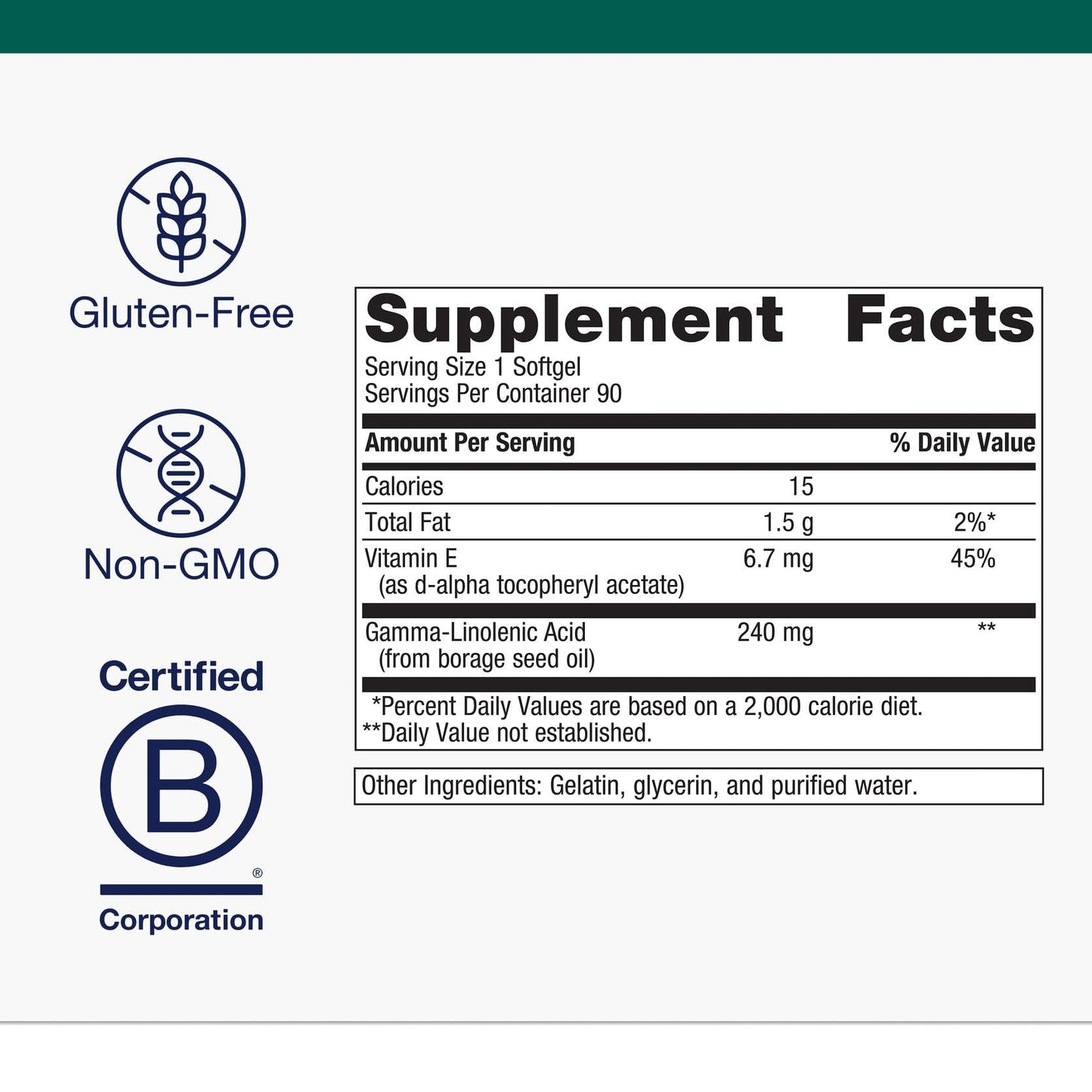 Metagenics OmegaGenics Borage Seed GLA Oil 240 mg Gamma-Linolenic Acid (GLA) Supplement 90 Softgels