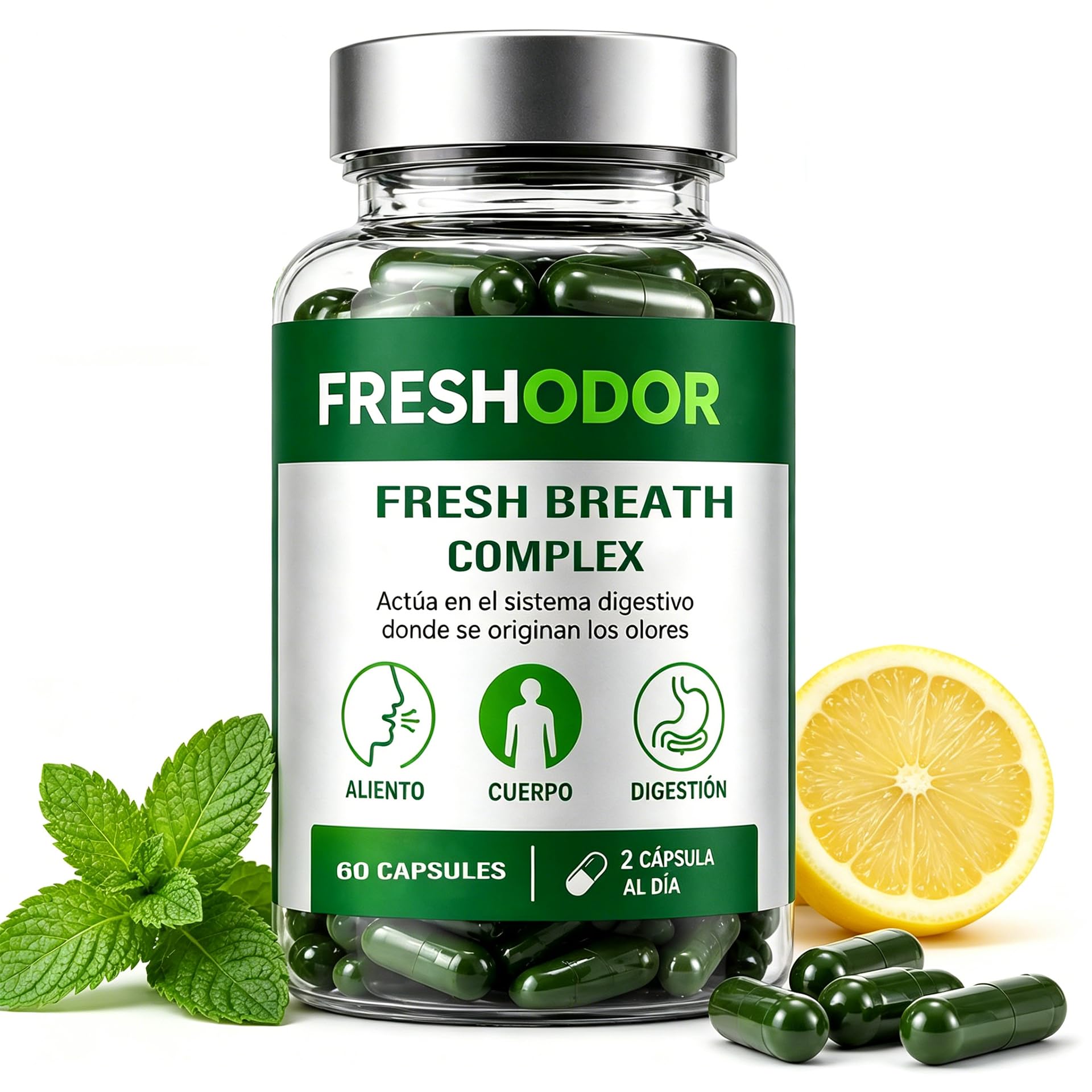 Ryurop Freshodor Fresh Breath Capsules with Chlorophyll, Peppermint & Parsley Blend – Supports Breath Freshness & Digestive Balance from Within, 60 Capsules