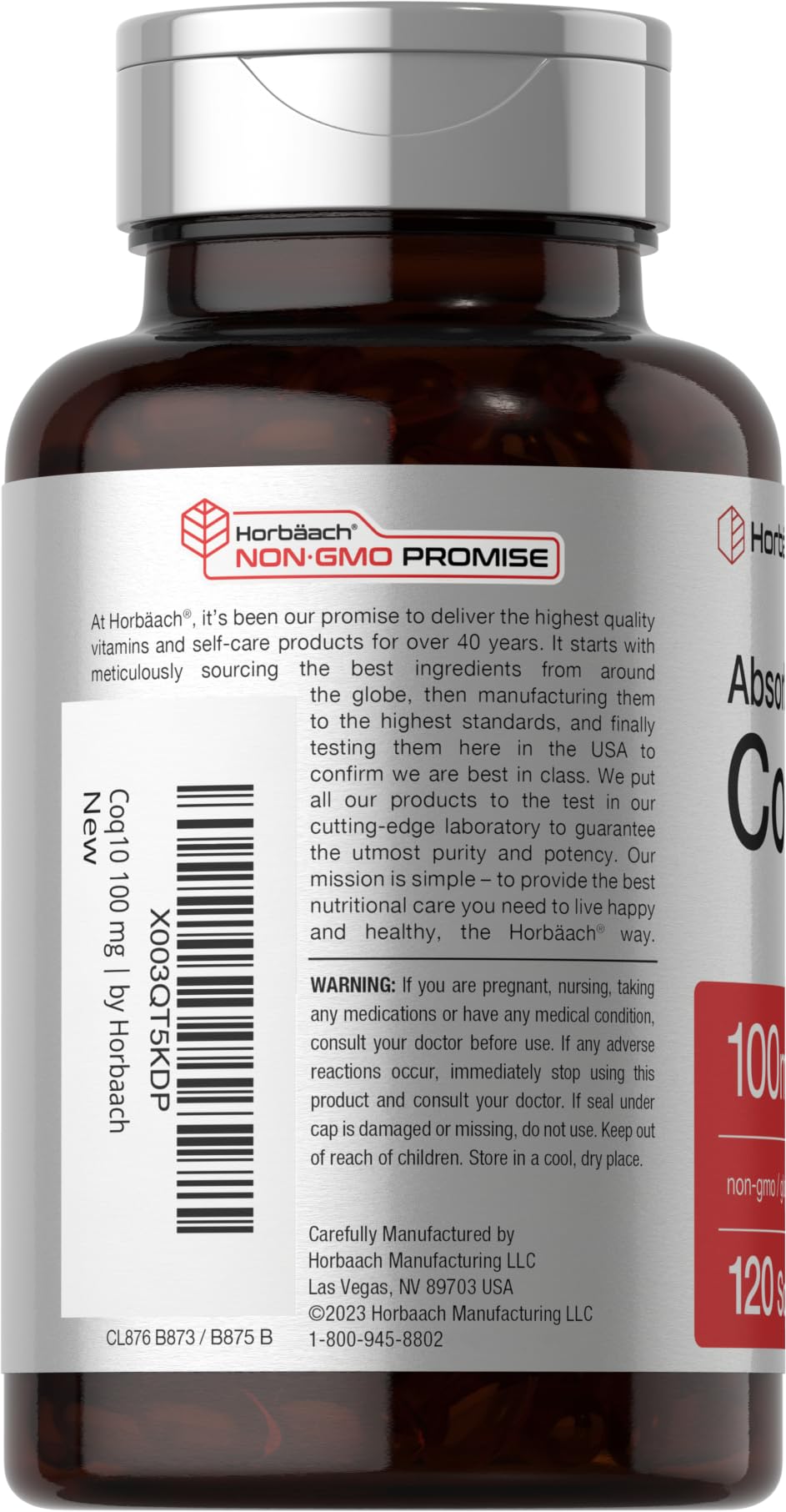 Horbäach CoQ10 100mg Softgels, 120 Count