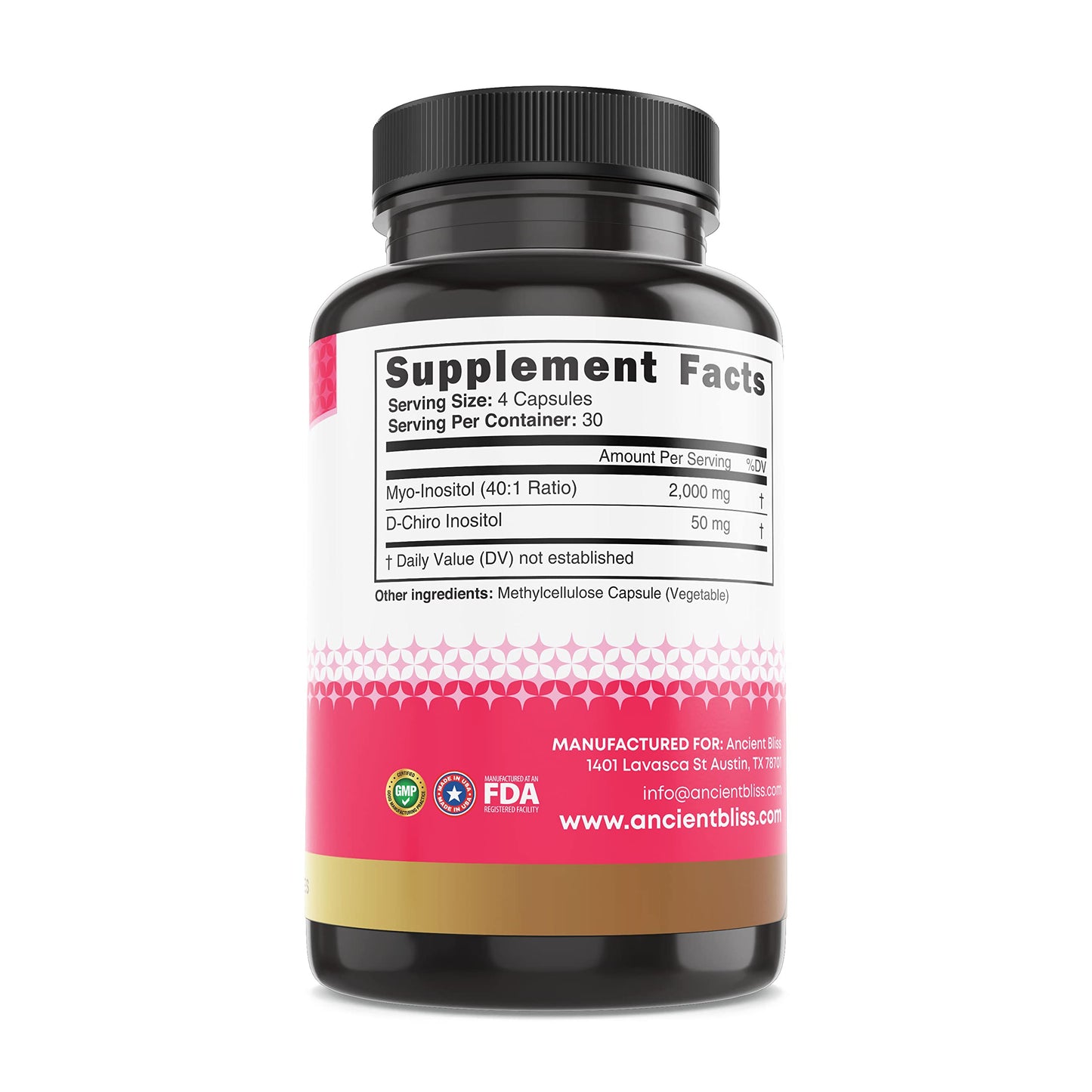 Ancient Bliss Myo & D-Chiro Inositol Supplement Capsules 120 Capsules