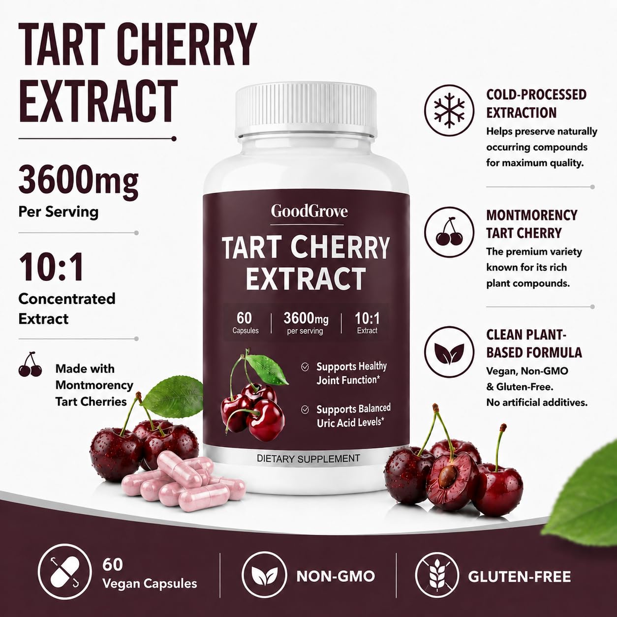 SHAOMABA GoodGrove Tart Cherry Extract 60 Capsules