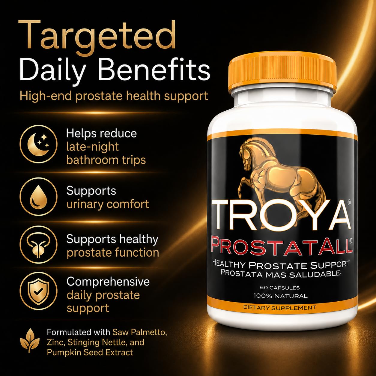 PROSTATALL Prostate Supplement with Saw Palmetto, Zinc, Stinging Nettle & Pumpkin Seed Extract, 60 Capsules