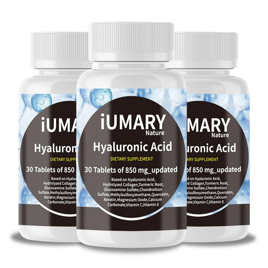Keszciy Hyaluronic Acid Supplements 850mg High Bioavailable Dietary Hyaluronic Acid with Hydrolyzed Collagen, Turmeric, Glu-cosamine, MSM, Vitamin C Tablets 90 Count