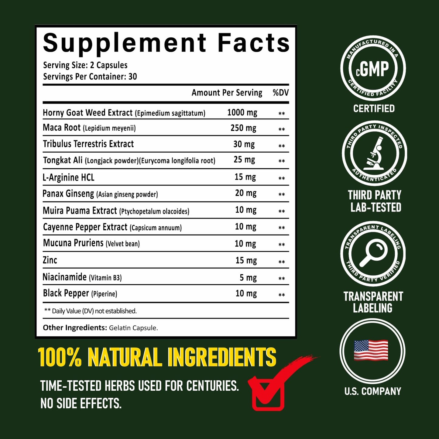GLADTON Power 12 for Men’s Stamina & Energy Capsule, 60 Count
