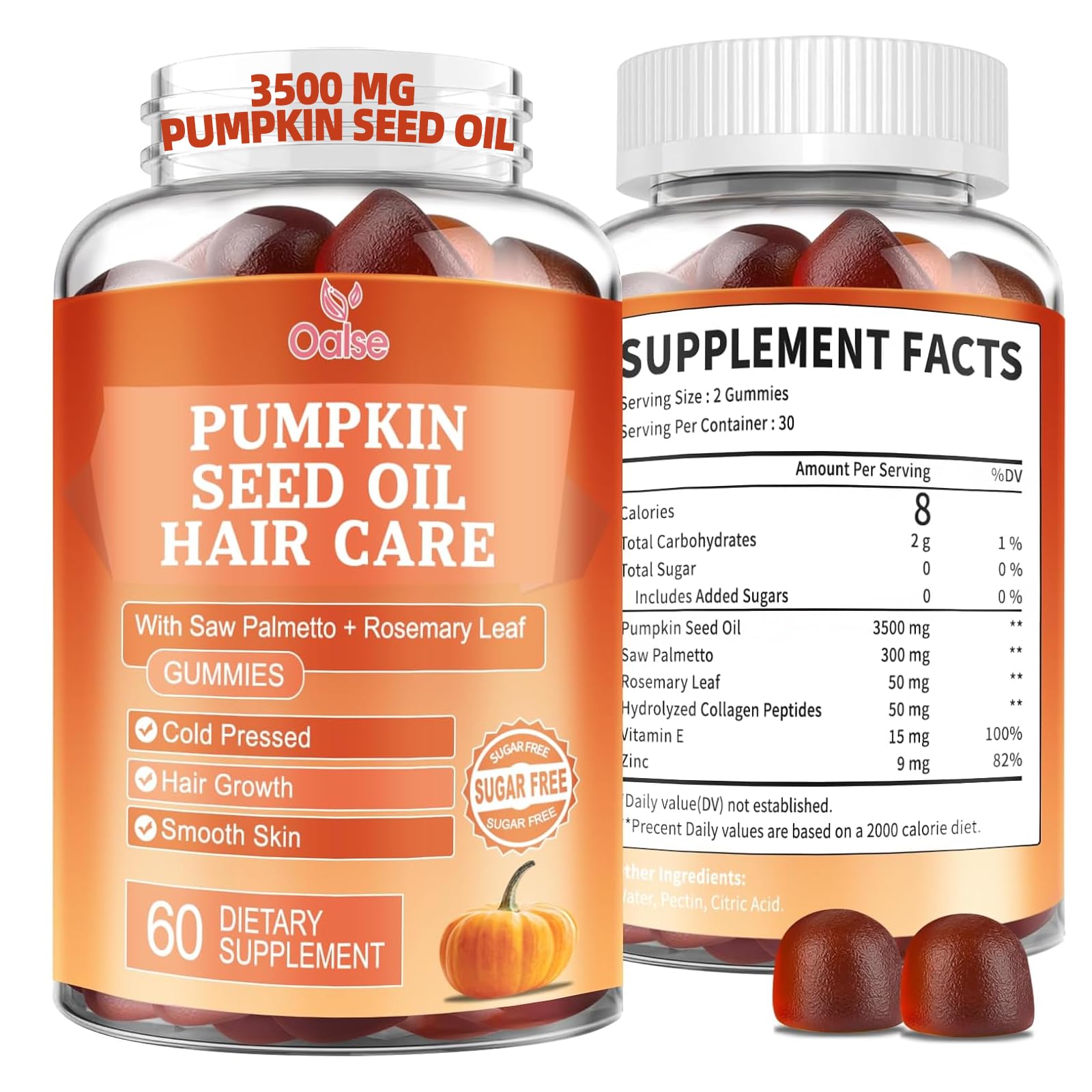 OALSE Pumpkin Seed Oil with Saw Palmetto Gummies 60 Count