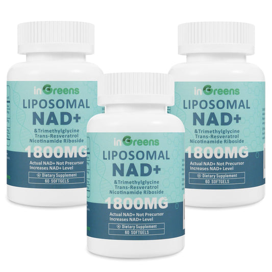inGreens Liposomal NAD+ Supplement with Nicotinamide Riboside, Trans-Resveratrol, Trimethylglycine 180 Softgels