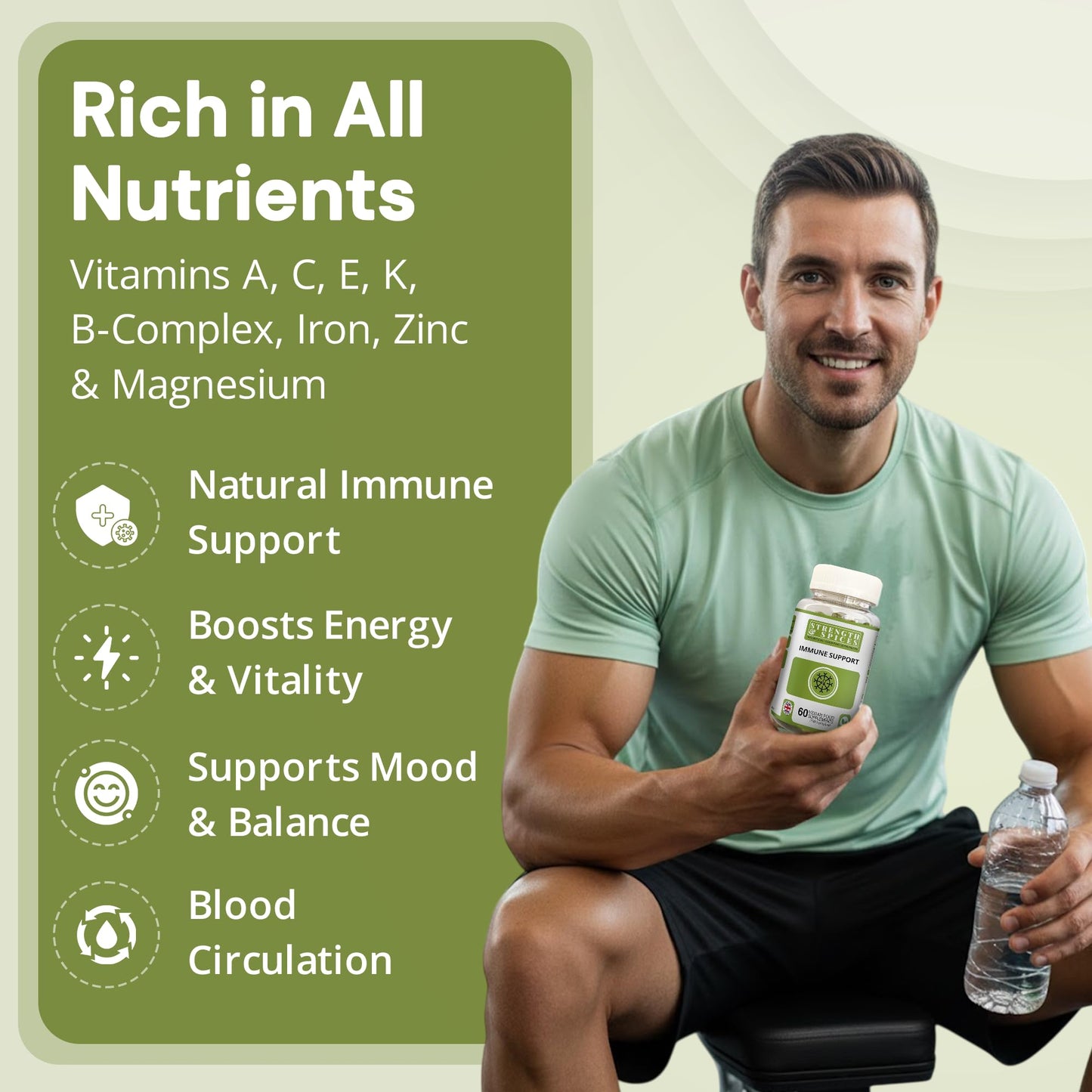 Strength & Spices Immune System Booster with Turmeric, Black Pepper, Moringa & Maca, Antioxidant-Rich Blend 60 Capsules