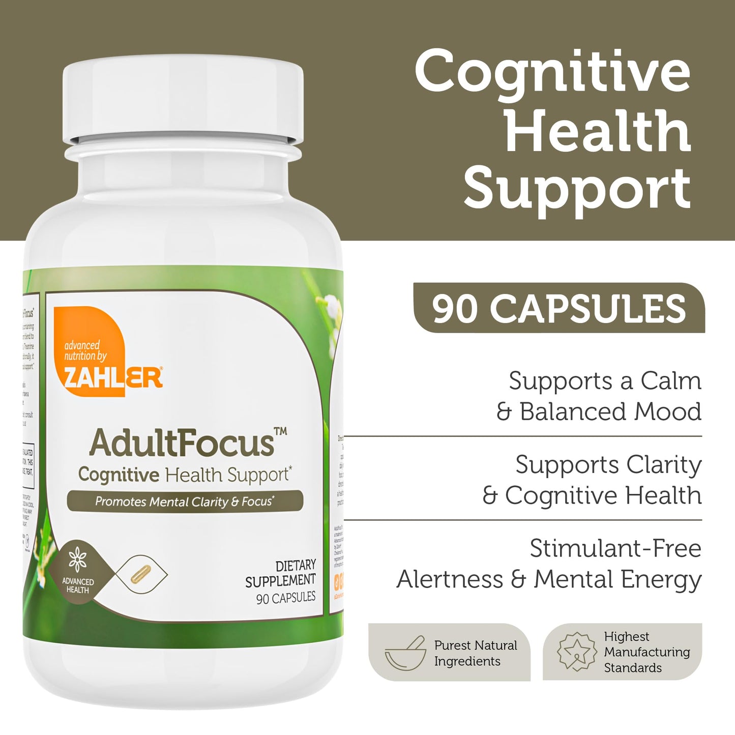 Zahler AdultFocus Advanced Formula to Support Focus and Concentration Capsules 60