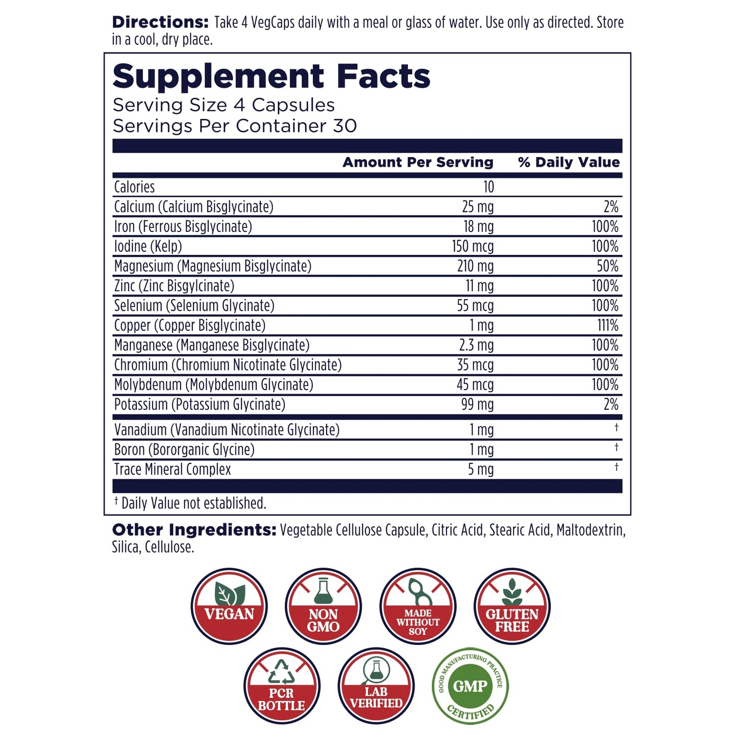 KAL Total Mineral Plus Capsules, 120 Count