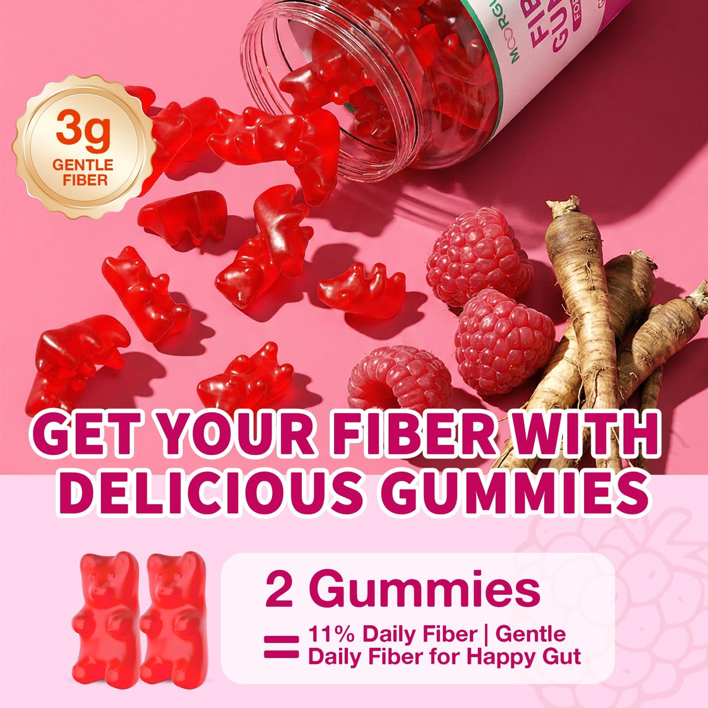 MOORGUMY Fiber Gummies for Digestive Health & Regularity Gummies 60 Count