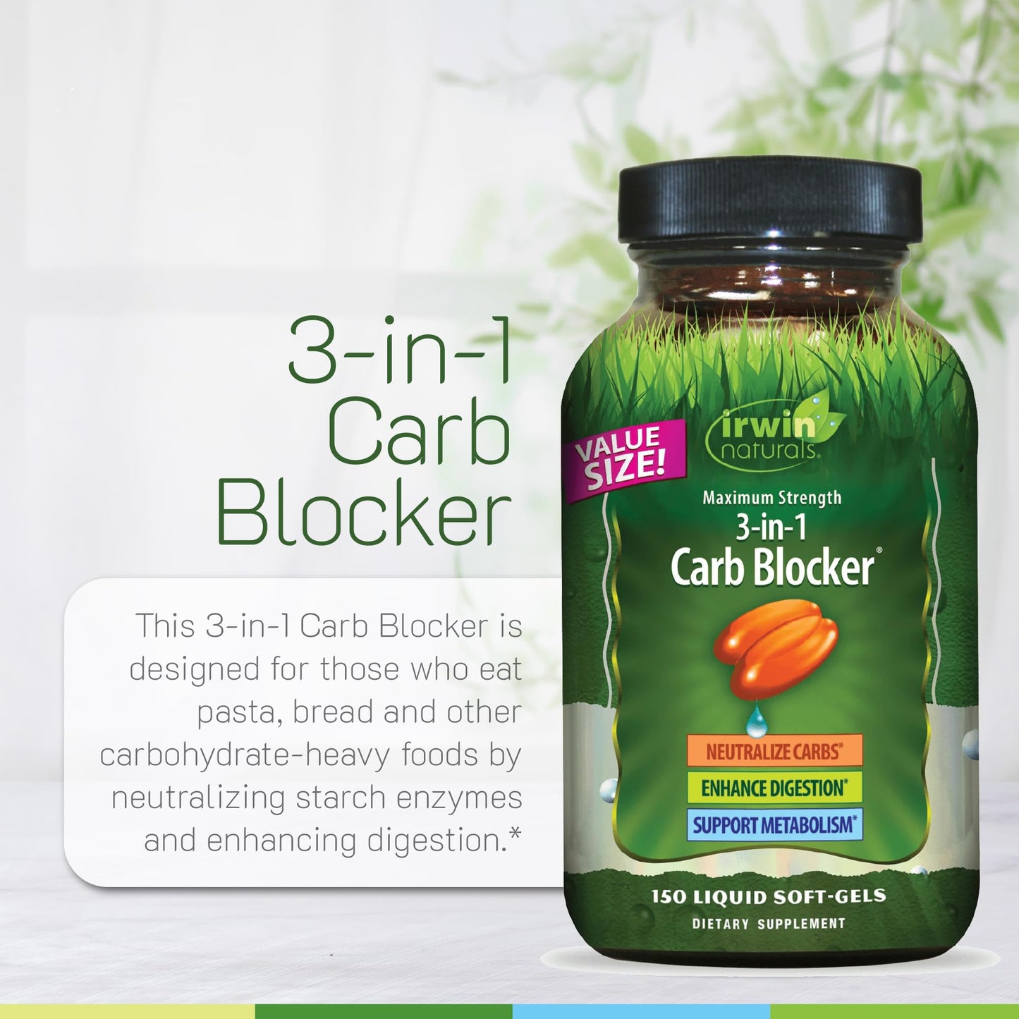 Irwin Naturals Maximum Strength 3-in-1 Carb Blocker Softgels 150
