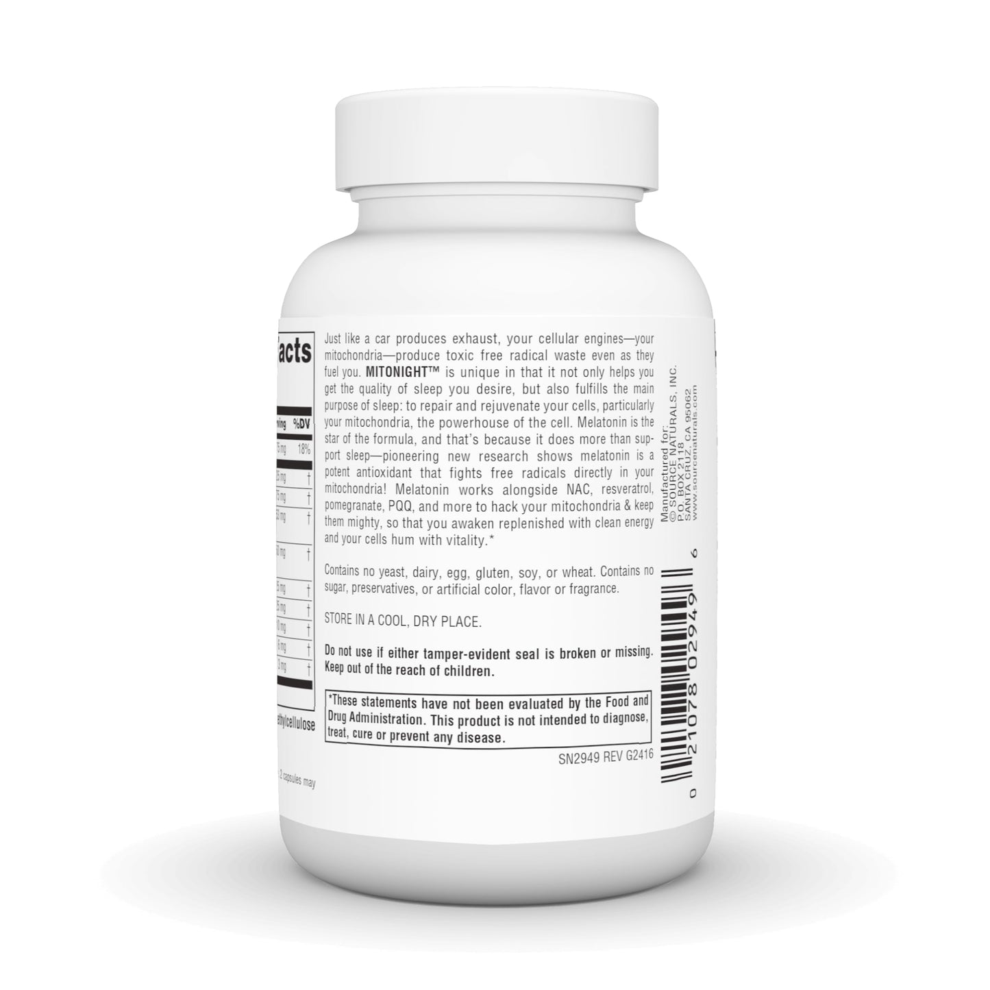Source Naturals MitoNight with Melatonin Mitochondrial Repair Capsules 60 Count