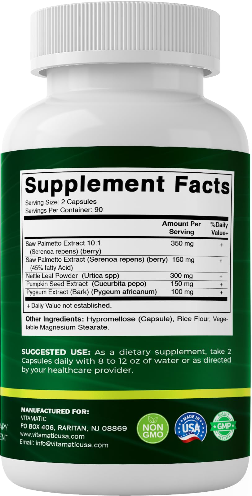 Vitamatic Saw Palmetto + Nettle Leaf/Pumpkin/Pygeum, 180 Capsules