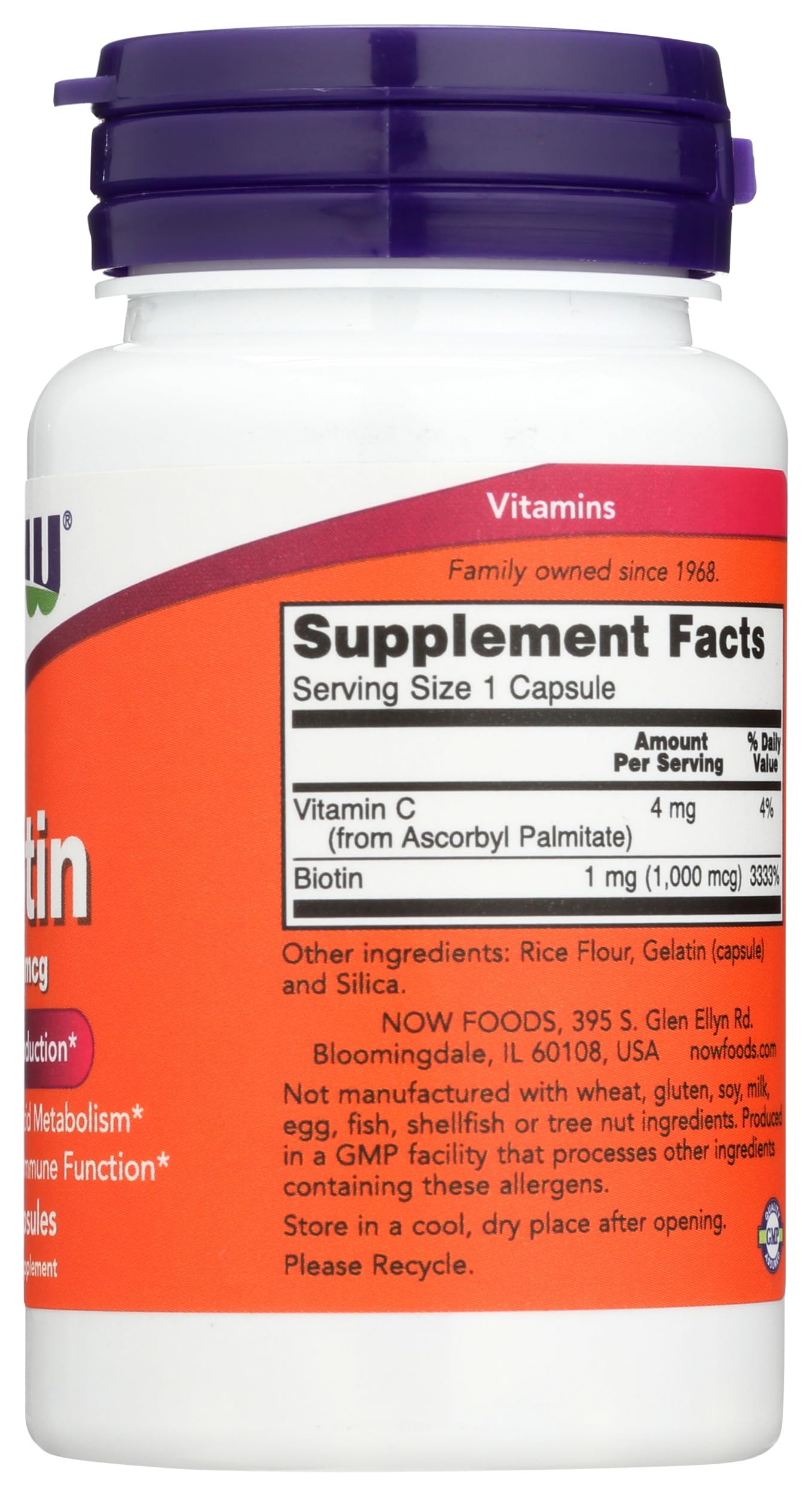NOW Foods Biotin 1000 MCG Capsule, 100 Capsules