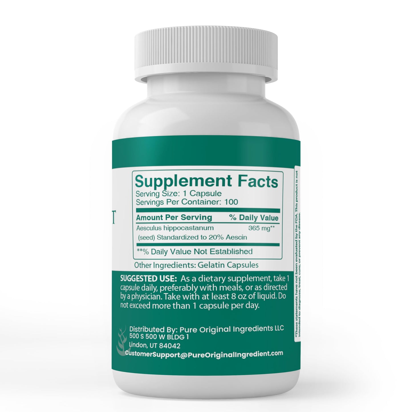 PURE ORIGINAL INGREDIENTS Horse Chestnut Capsules 100