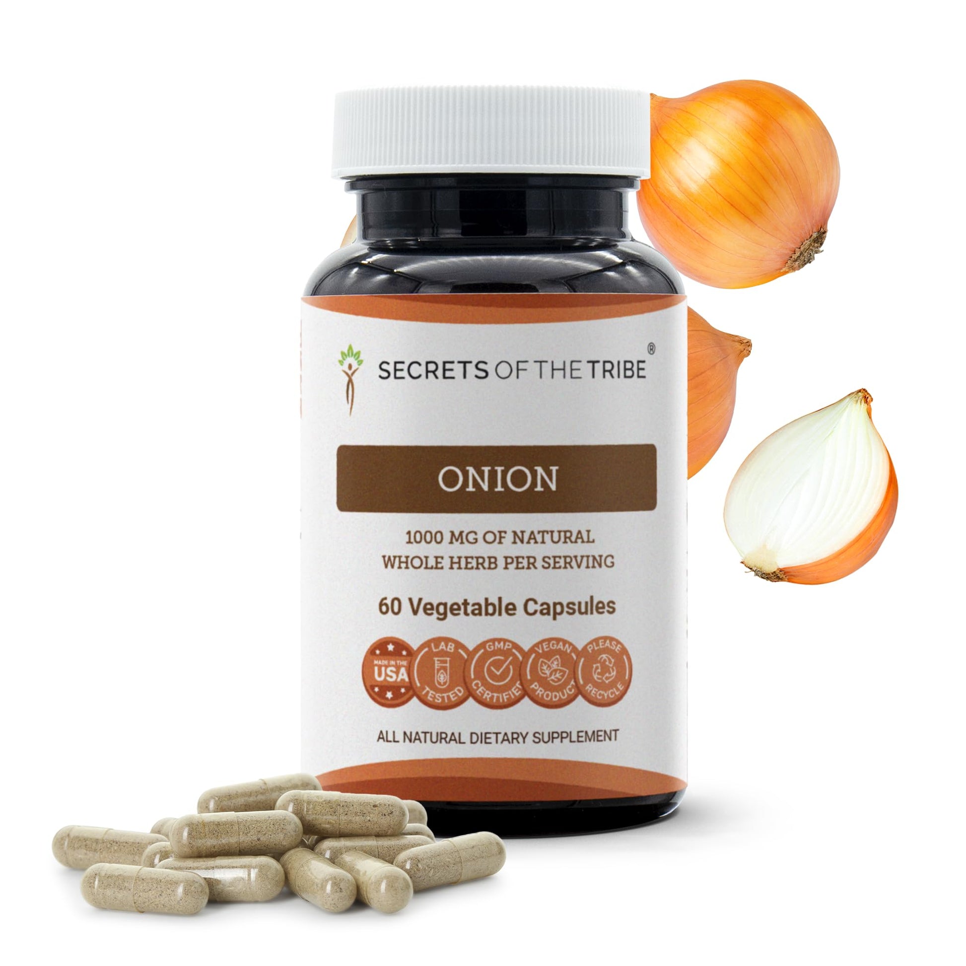 Secrets of the Tribe Onion 1000 mg Capsules, 60 Count