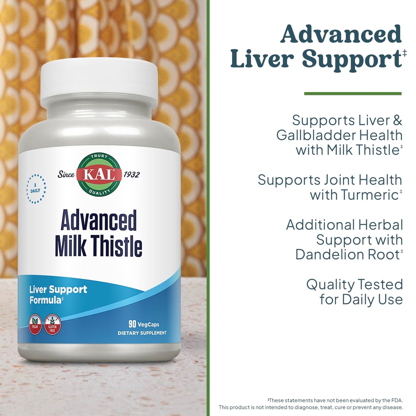 KAL Milk Thistle Liver Support Formula Capsules, 90 Count