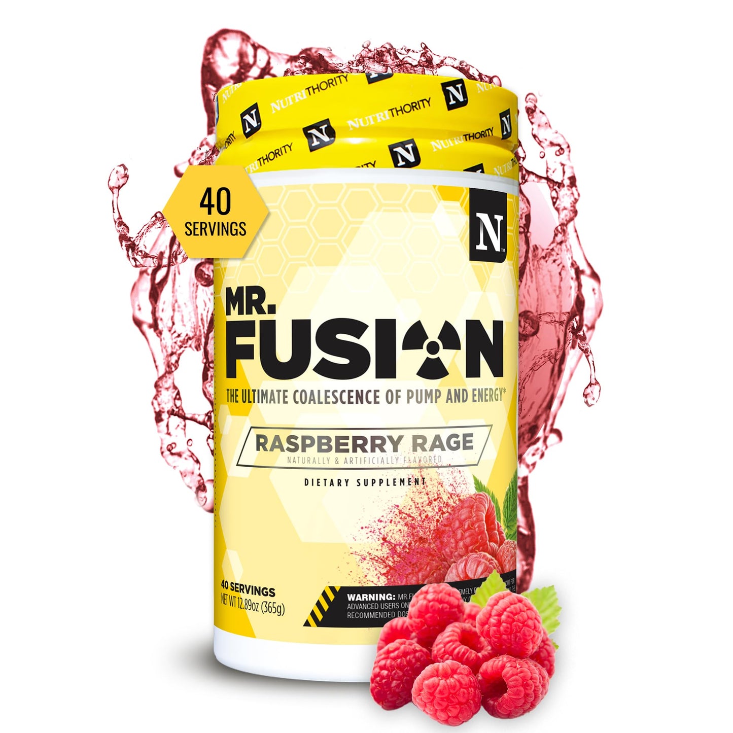 Nutrithority Mr. Fusion Pump Pre Workout Powder Raspberry Rage 32 Servings