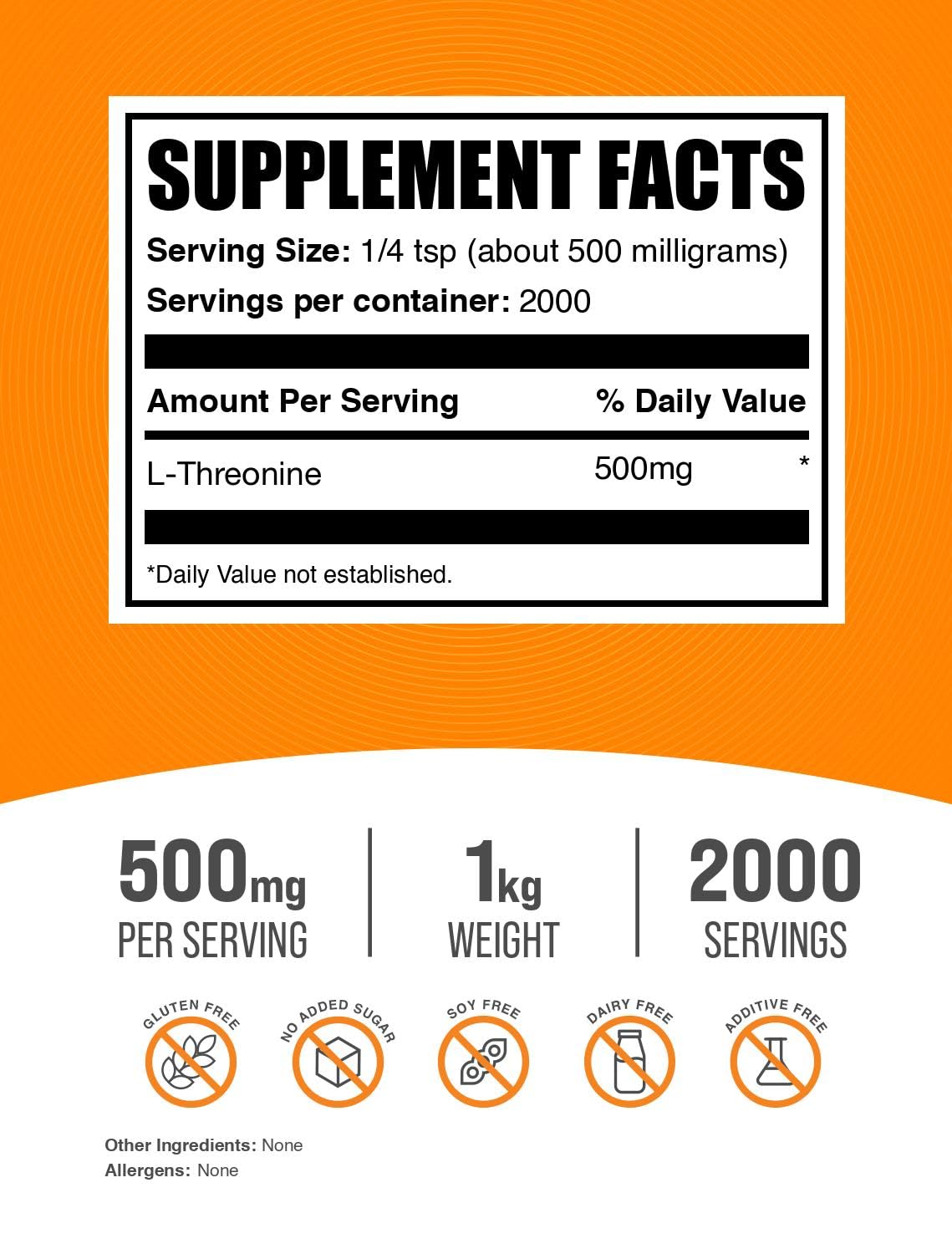 BulkSupplements L-Threonine Powder, 2.21 lb