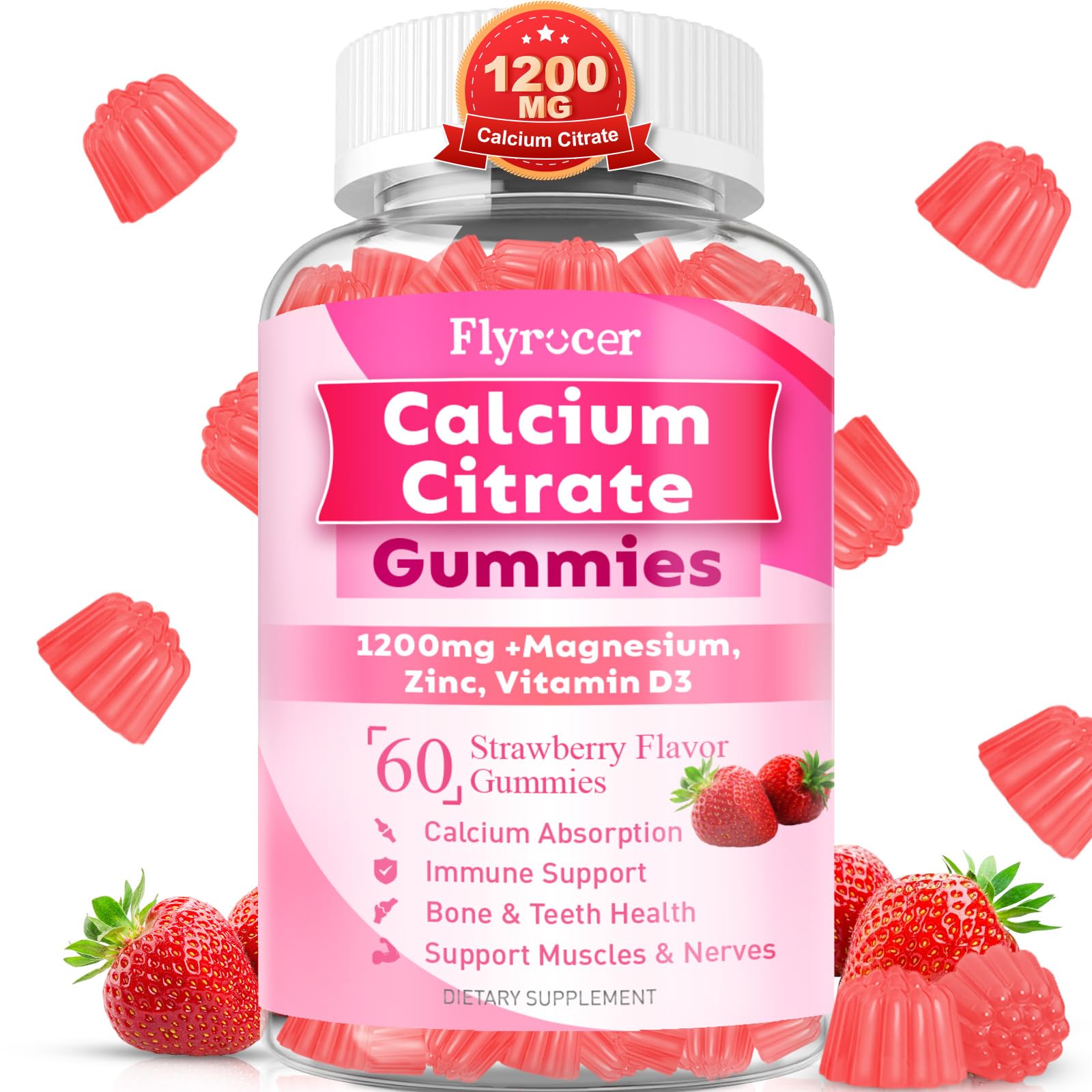 Flyrocer Calcium Citrate Gummies, 60 Count