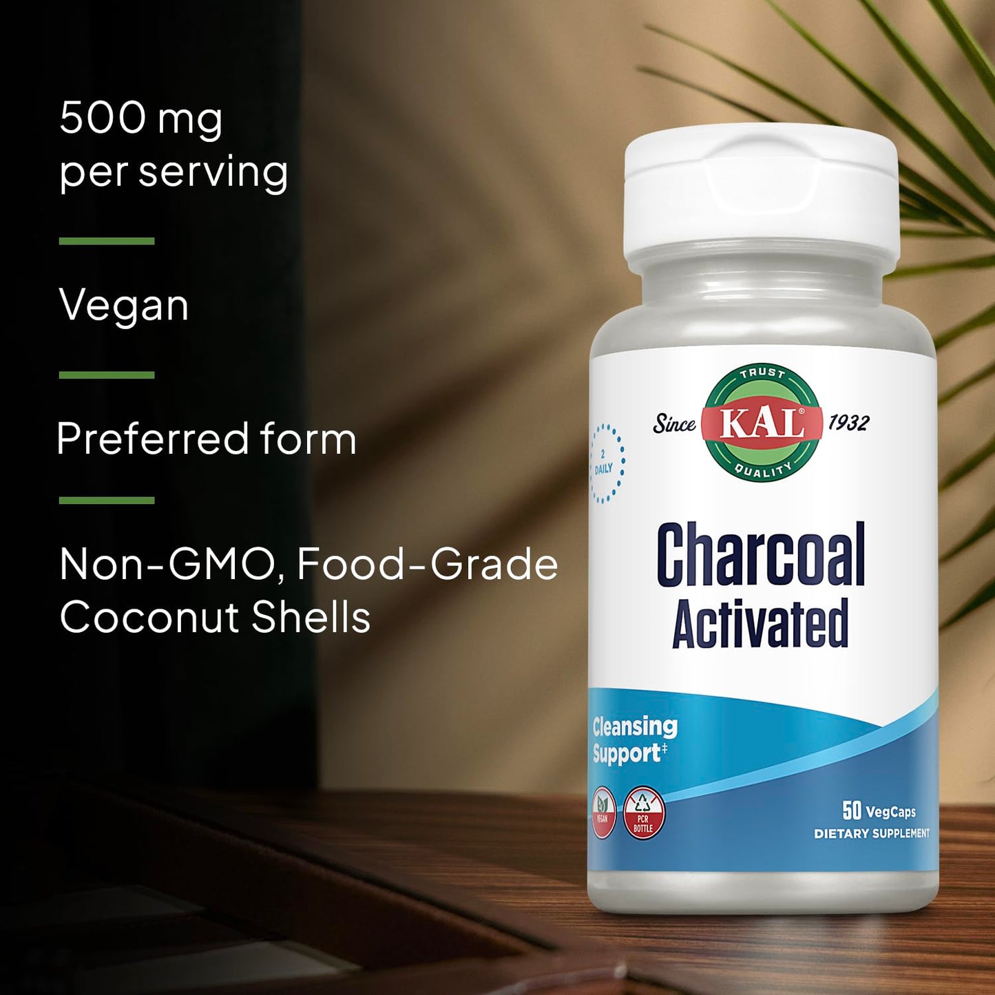 KAL Activated Charcoal Capsules 50 VegCaps