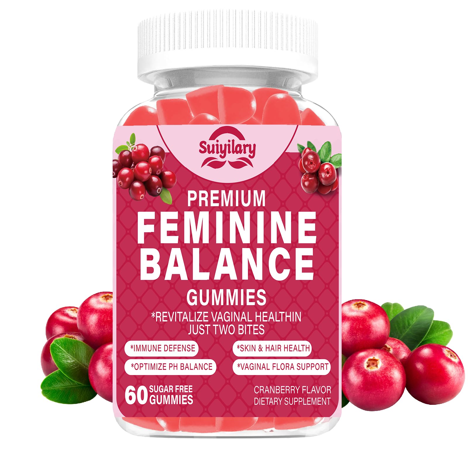 Suiyilary Feminine Probiotics Gummy Cranberry 60 Count
