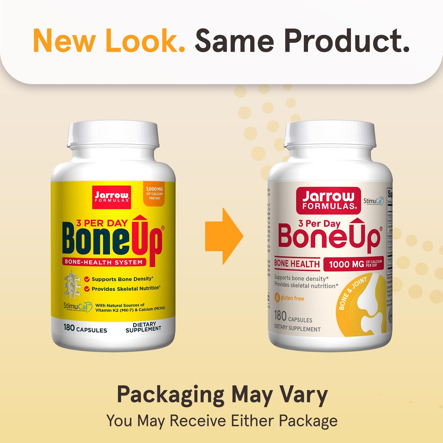 Jarrow Formulas BoneUp Three Per Day for Bone Density and Skeletal Nutrition Includes Vitamin D3, K2 (as MK-7) and Calcium, 180 Capsules
